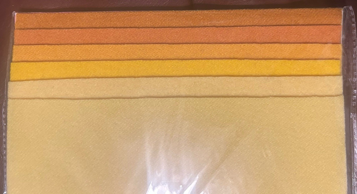 Sue Spargo Merino Wool Fabric Pack – YELLOW – 1/32 – 9″x 7″ – 6 pieces