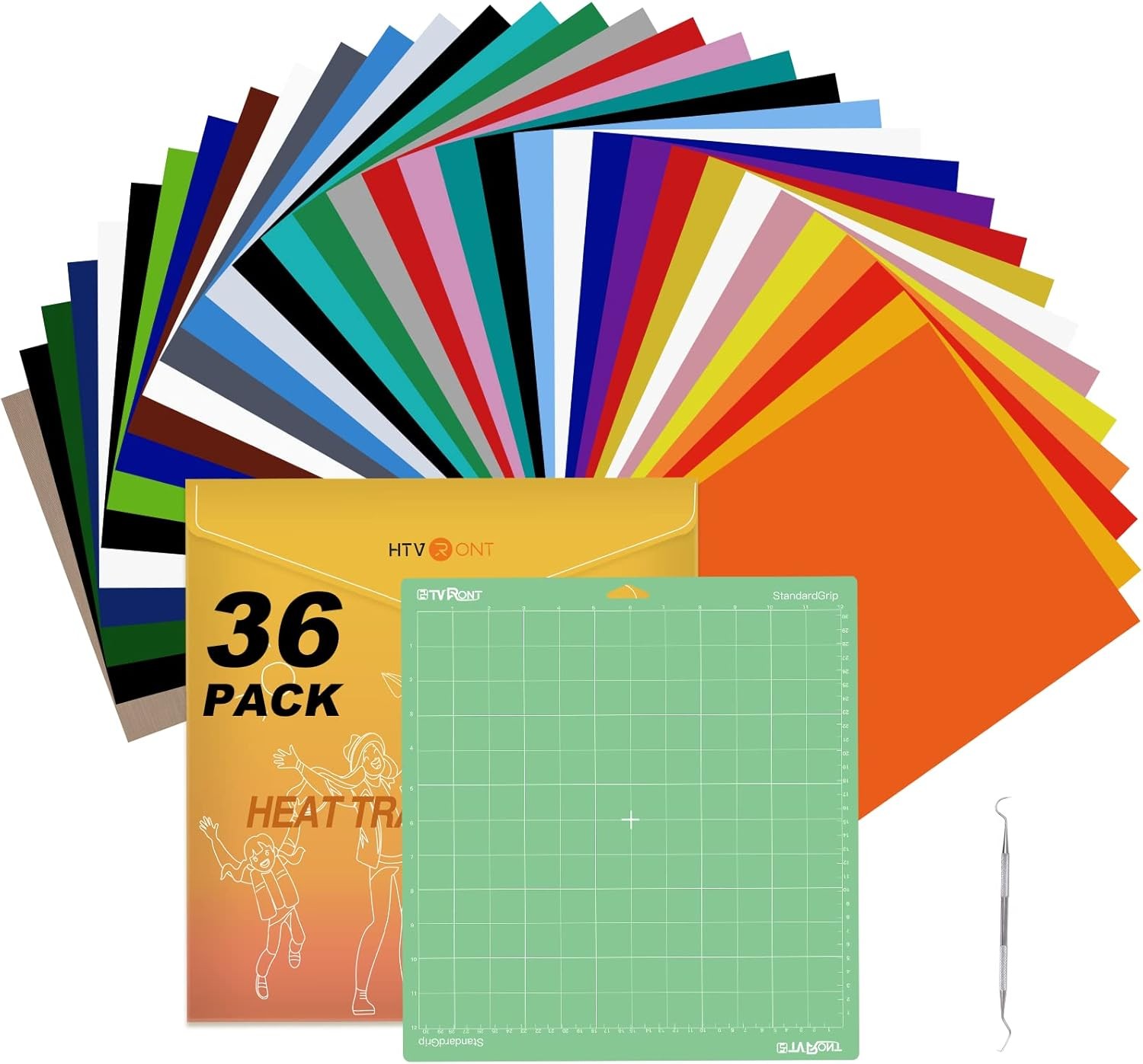 HTVRONT HTV Heat Transfer Vinyl Bundle 36 Pack 12x 10″ Iron On Vinyl for T-Shirt