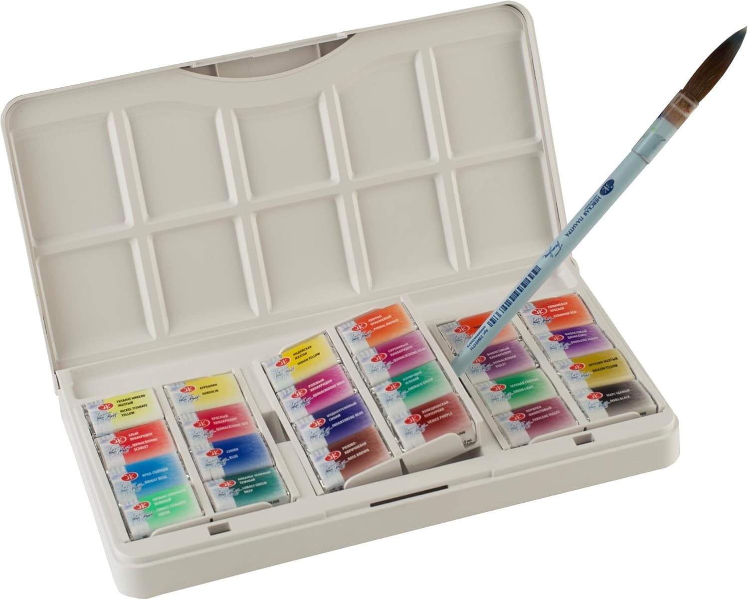 White Nights Watercolor Set 24Full Pans 2.5 Durable Plastic Box Nevskaya Palitra