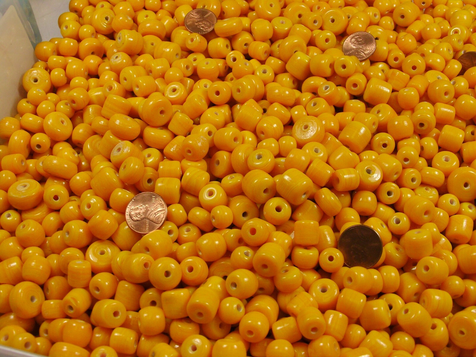 4 Pounds Assorted Shapes and Sizes India Handmade Amber Yellow Glass Bead (FV-2)