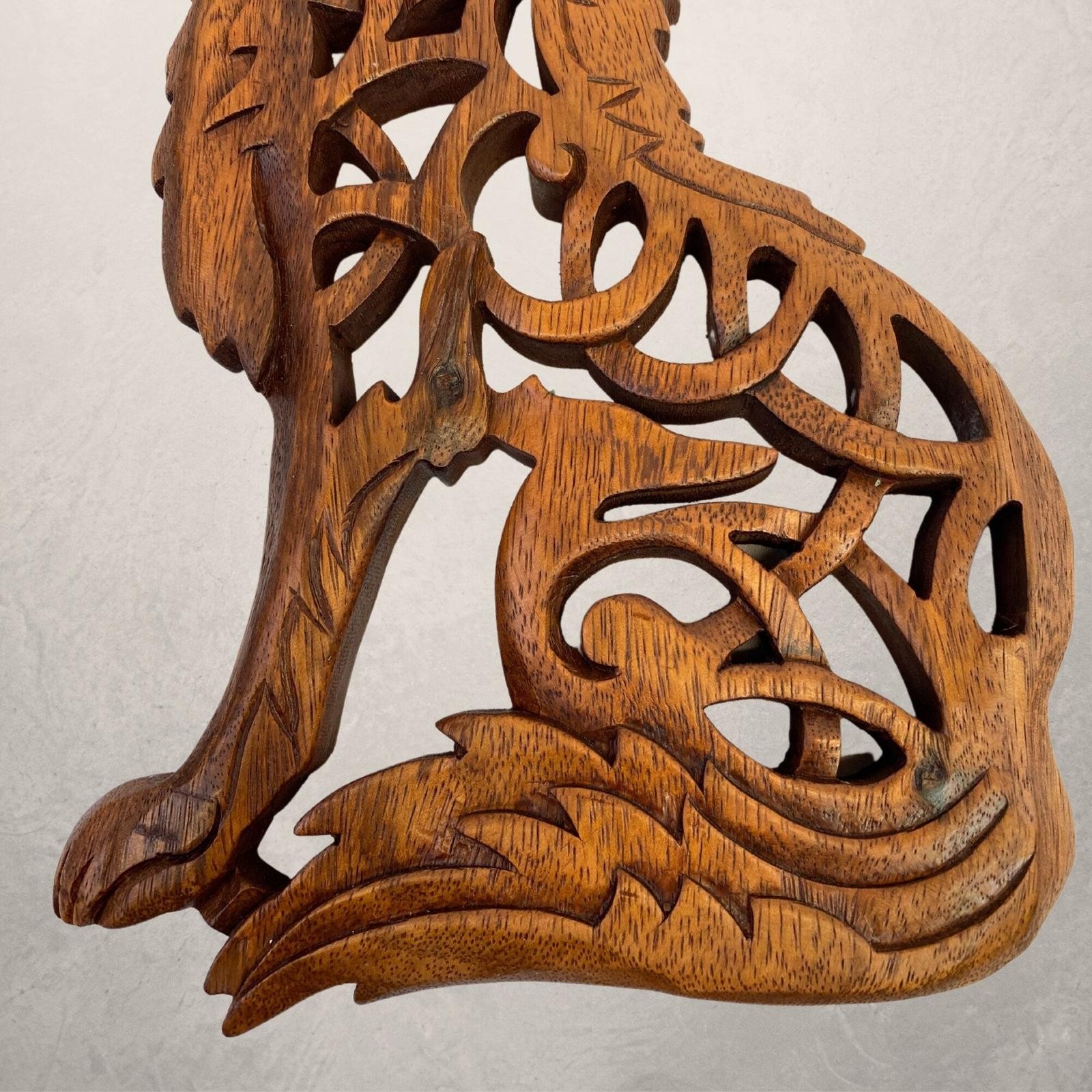 Celtic Howling Wolf Wall Art Panel Sculpture Handmade hand Carved Suar wood Ca