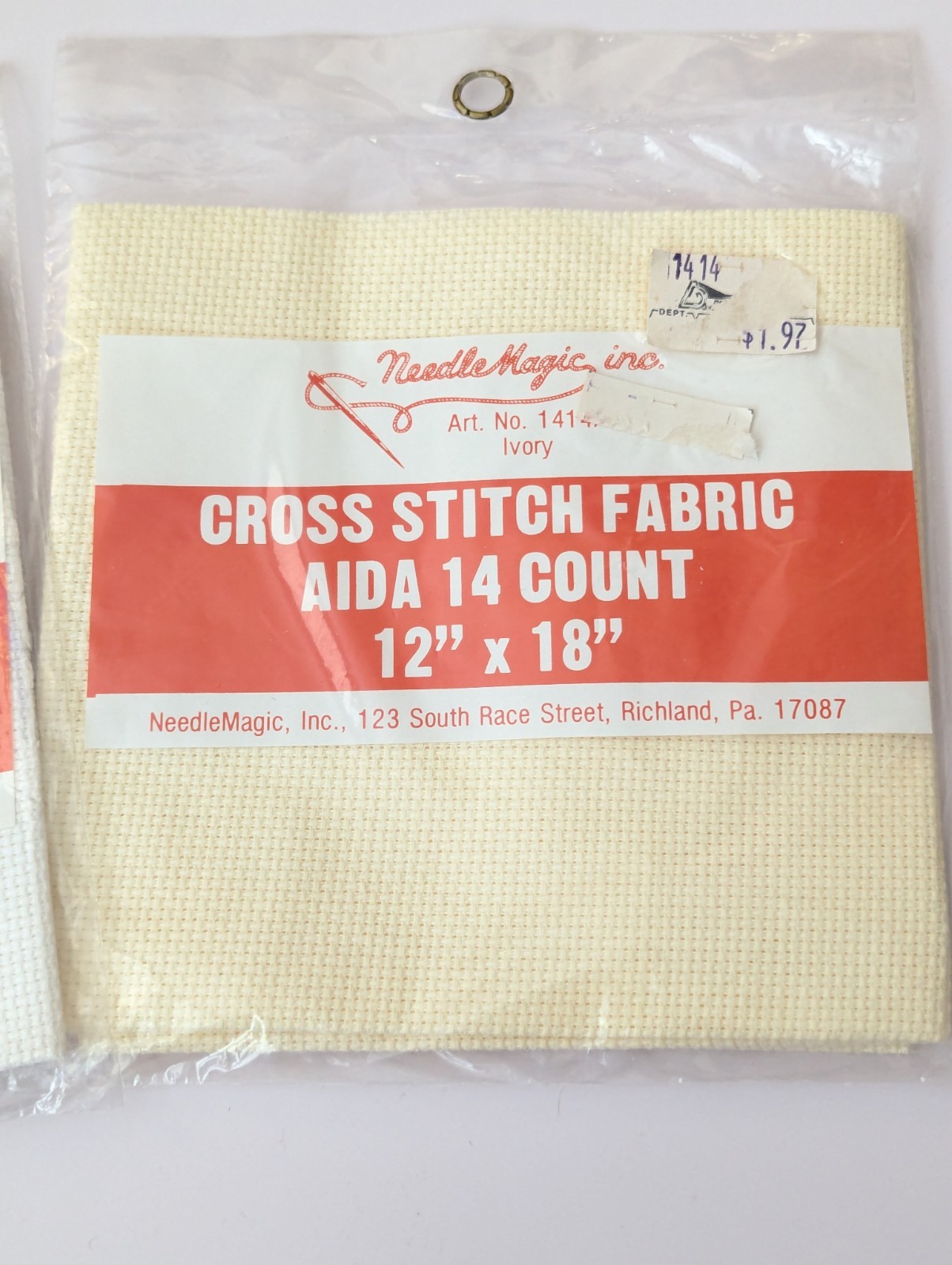 Needle Magic Cross Stitch Fabric 100% Cotton 14ct AIDA 12×18″ White & Ivory Set