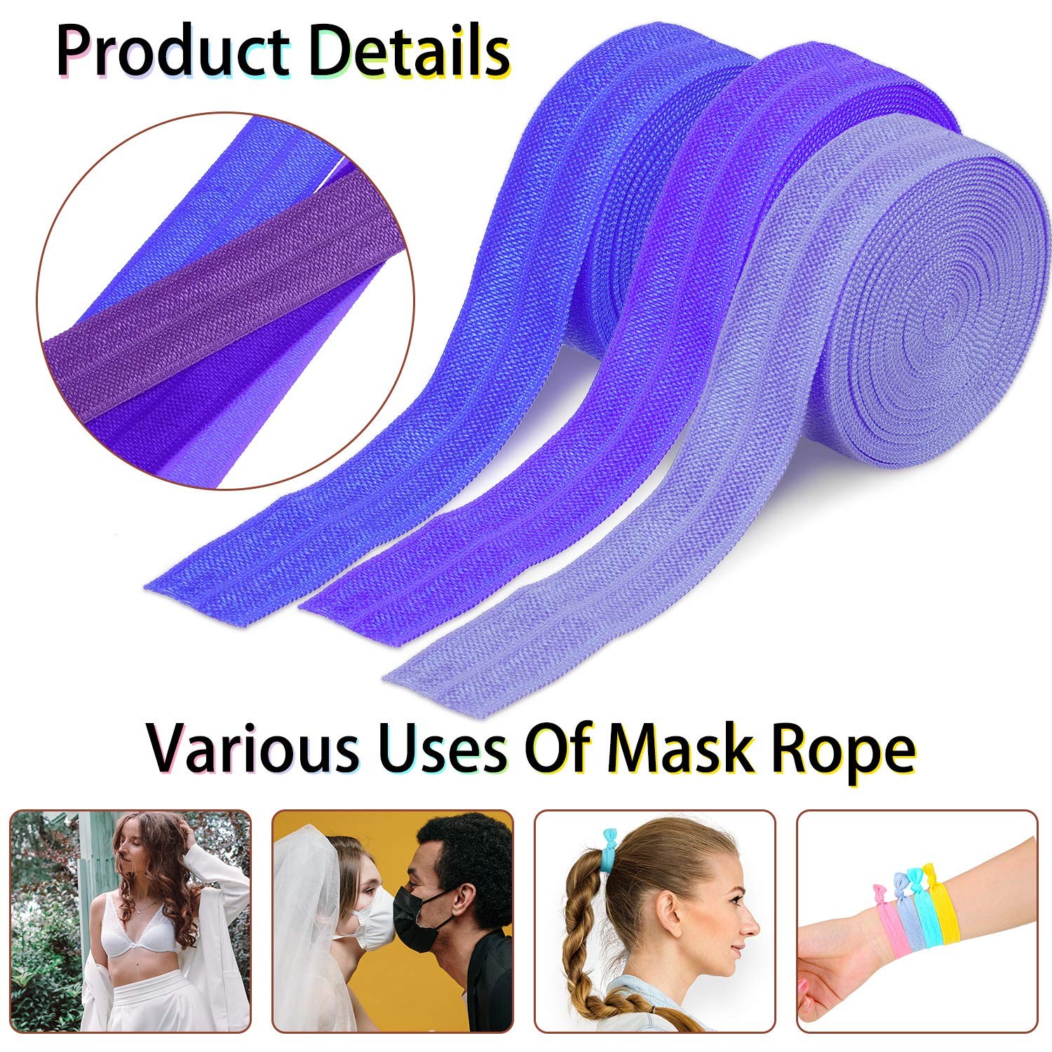 40 Yards Fold over Elastic Solid Color Trim Elastic 40 Colors Ribbon Sewing S…