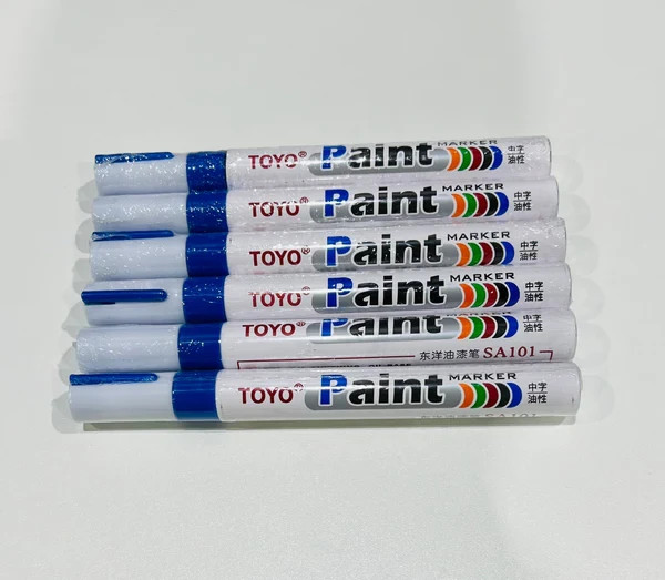 Tire Lettering Paint Pen Blue Waterproof Permanent Automotive Marker 6 Pack