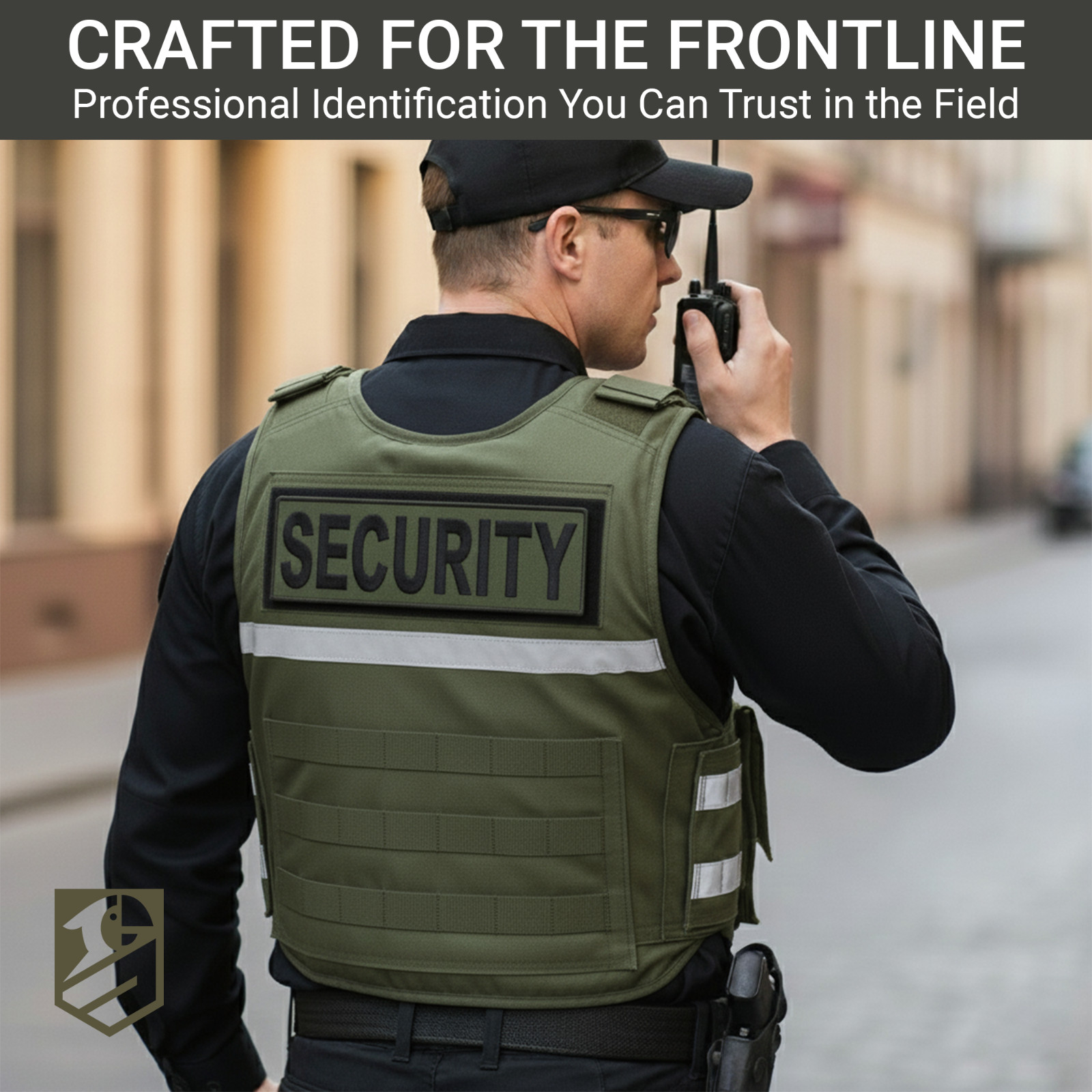 2-Piece Embroidered Security Patch for Vest, Jacket, Hook & Loop, Large & Small