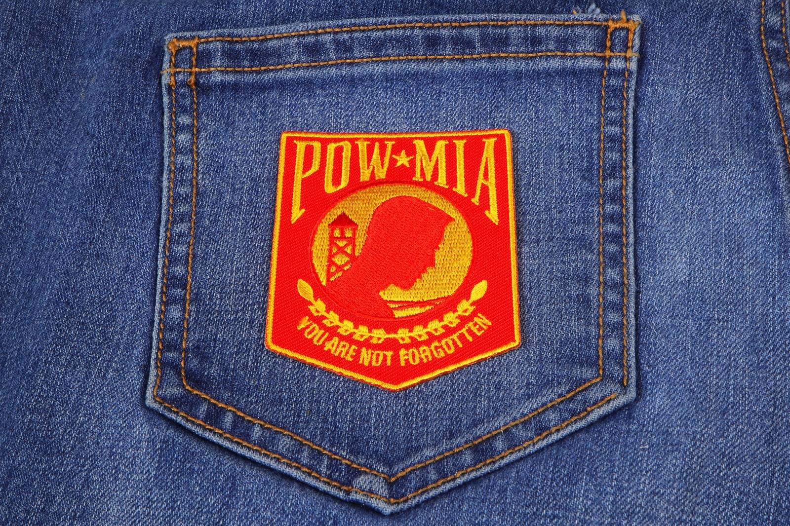 POW MIA Red and Yellow Patch- 2.5×3 inch – P4978