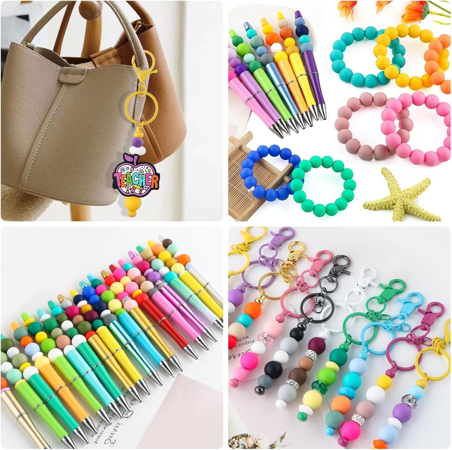 200Pcs 12mm Silicone Beads Bulk for Pens, Mixed Color Silicone Beads for Keyc…