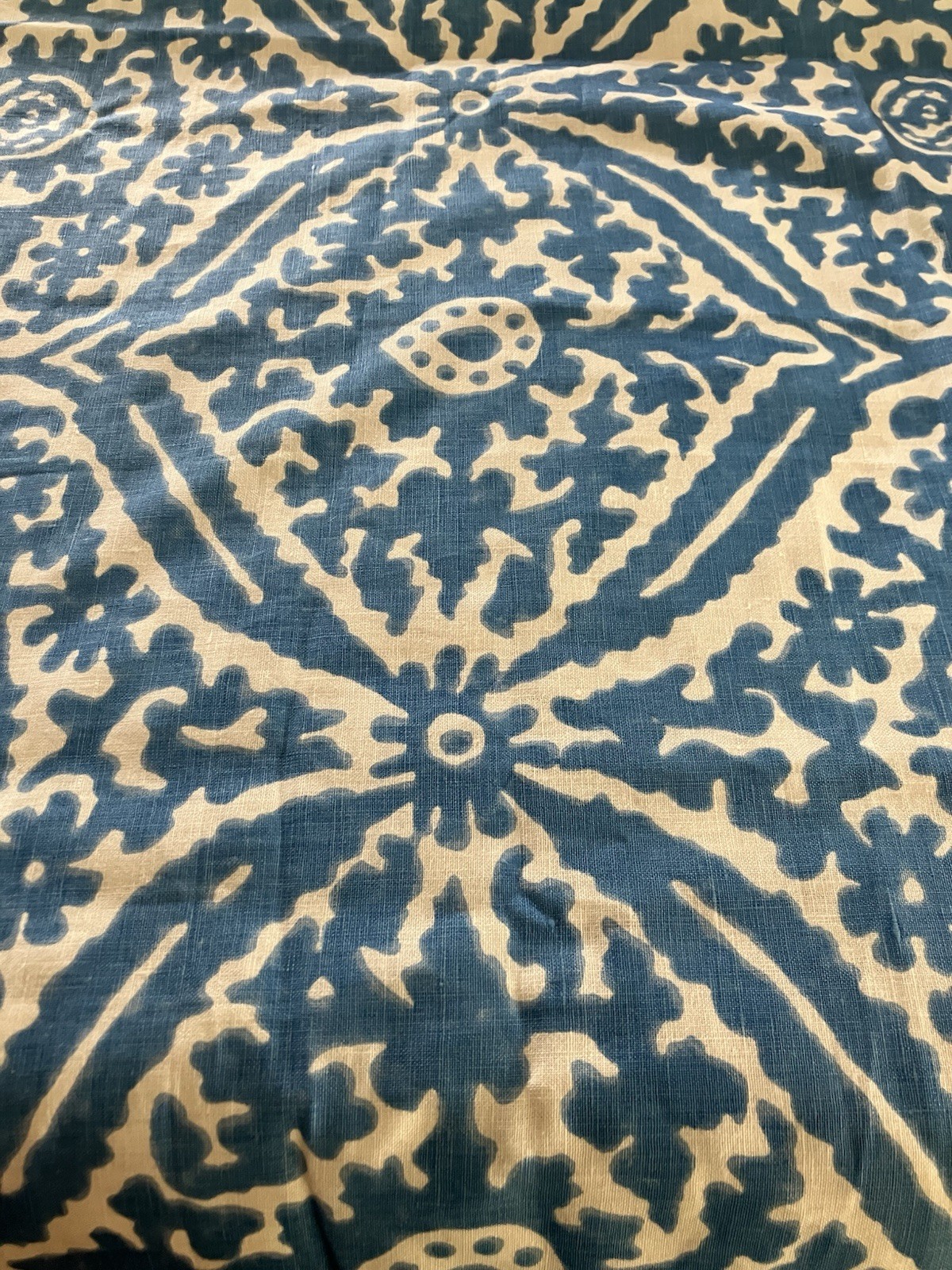 Ralph Lauren Blue And White Linen Blend Ikat Fabric