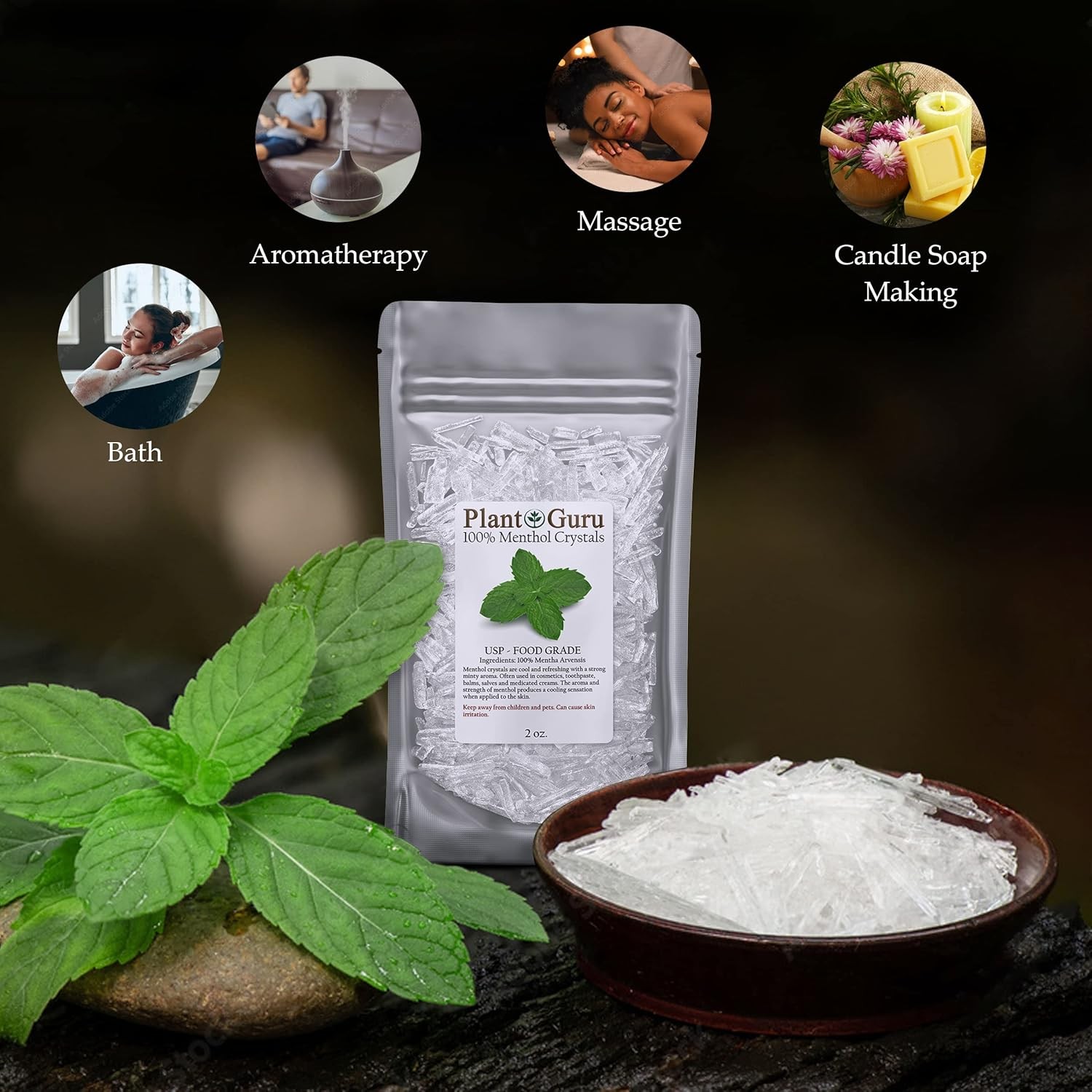 Menthol Crystals 5 lbs. Bulk Wholesale Mentha Arvensis 100% Pure Natural USP…
