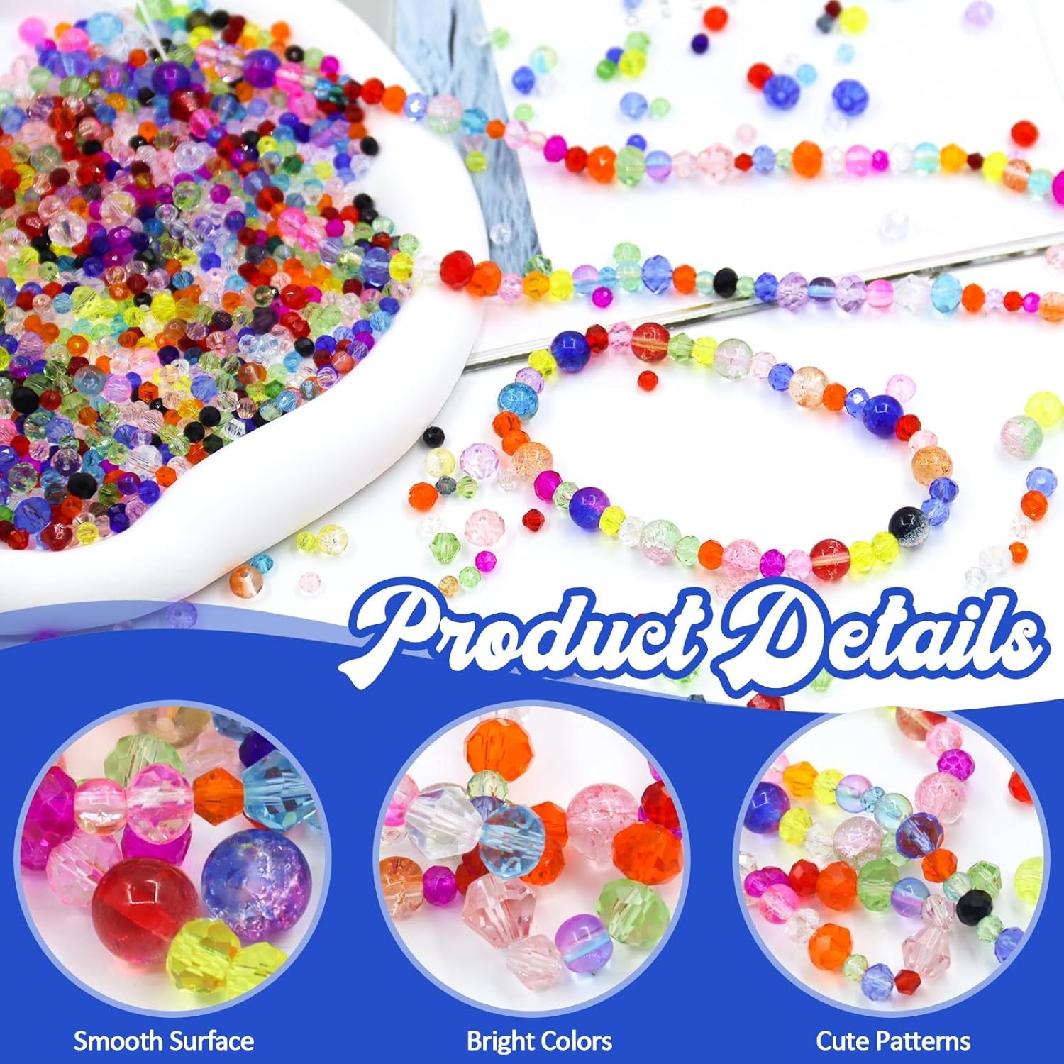 1300PCS Glass Beads for Jewelry Making Colorful Rainbow Craft Crystal Beads A…