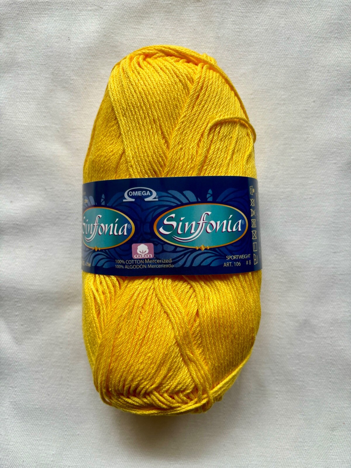 OMEGA SINFONIA hilaza-100%Cotton Yarn -3.52 oz/218 yd 100gr/200m #8 Sportweight