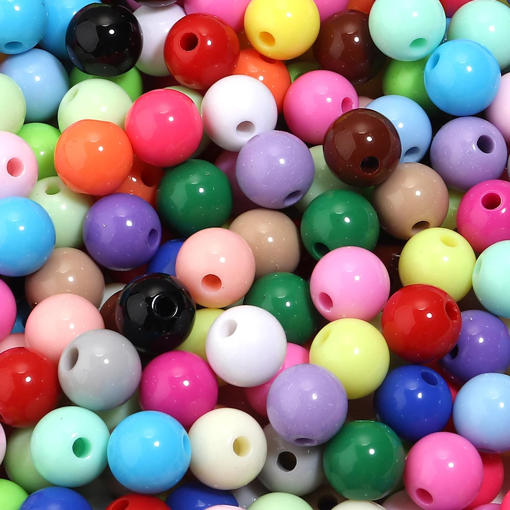 10-100Pcs/Lot 6-20Mm Solid Color round Acrylic Beads Loose Spacer Beads for Jewe