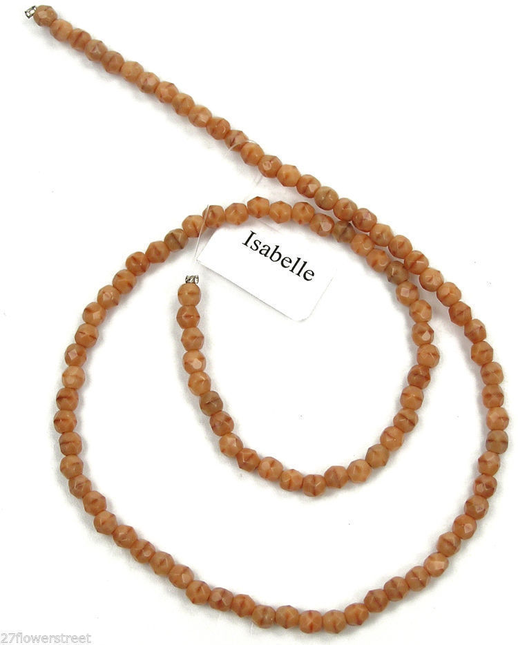 Czech Fire Polished Round Faceted Beads in Isabelle opaque color, 16″ strand