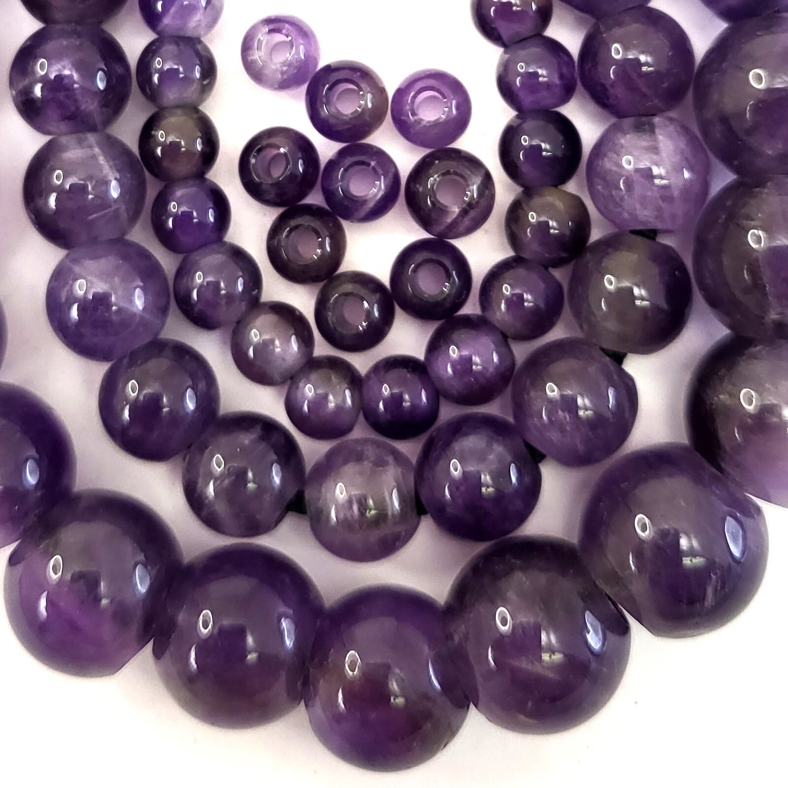 Natural Genuine Large Hole Loose Round Gemstone Stone Beads Big Hole Gem for DIY