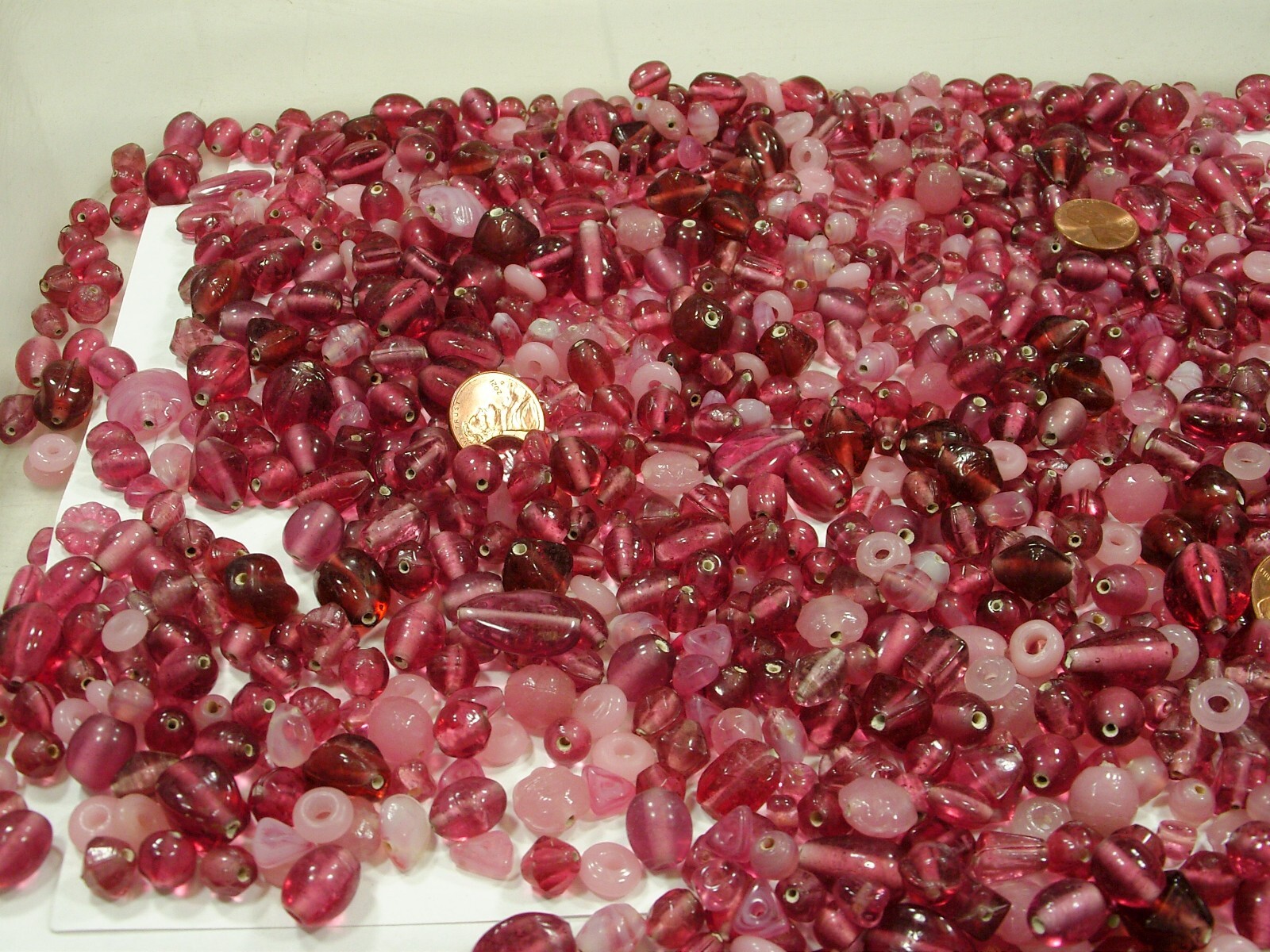 2 Pounds Assorted Shapes and Sizes India Handmade Pink Glass Beads Bulk (GV-3B)