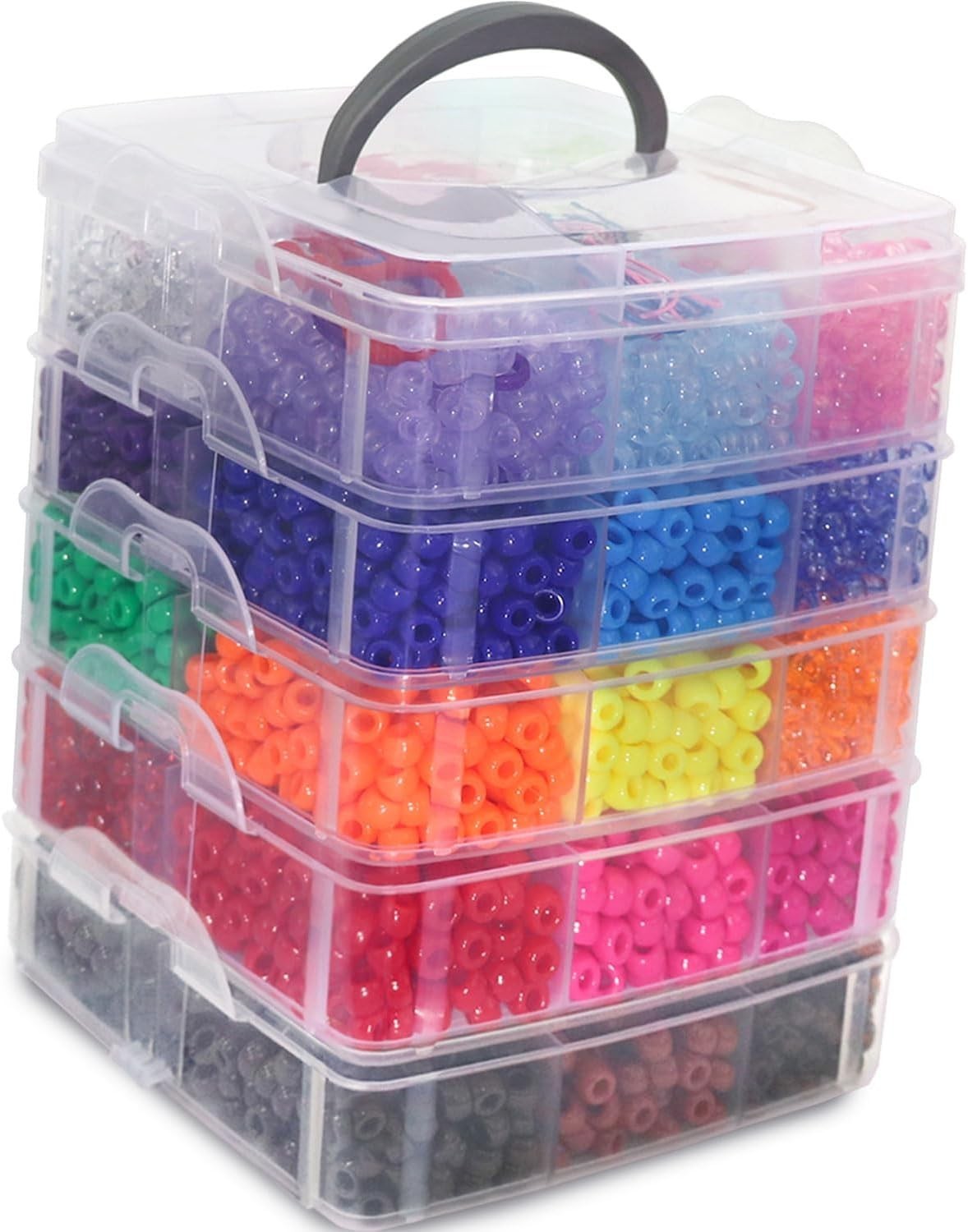 5700Pcs Pony Beads Bulk,30Colors Rainbow Kandi Bead for Hair Braiding Friendship