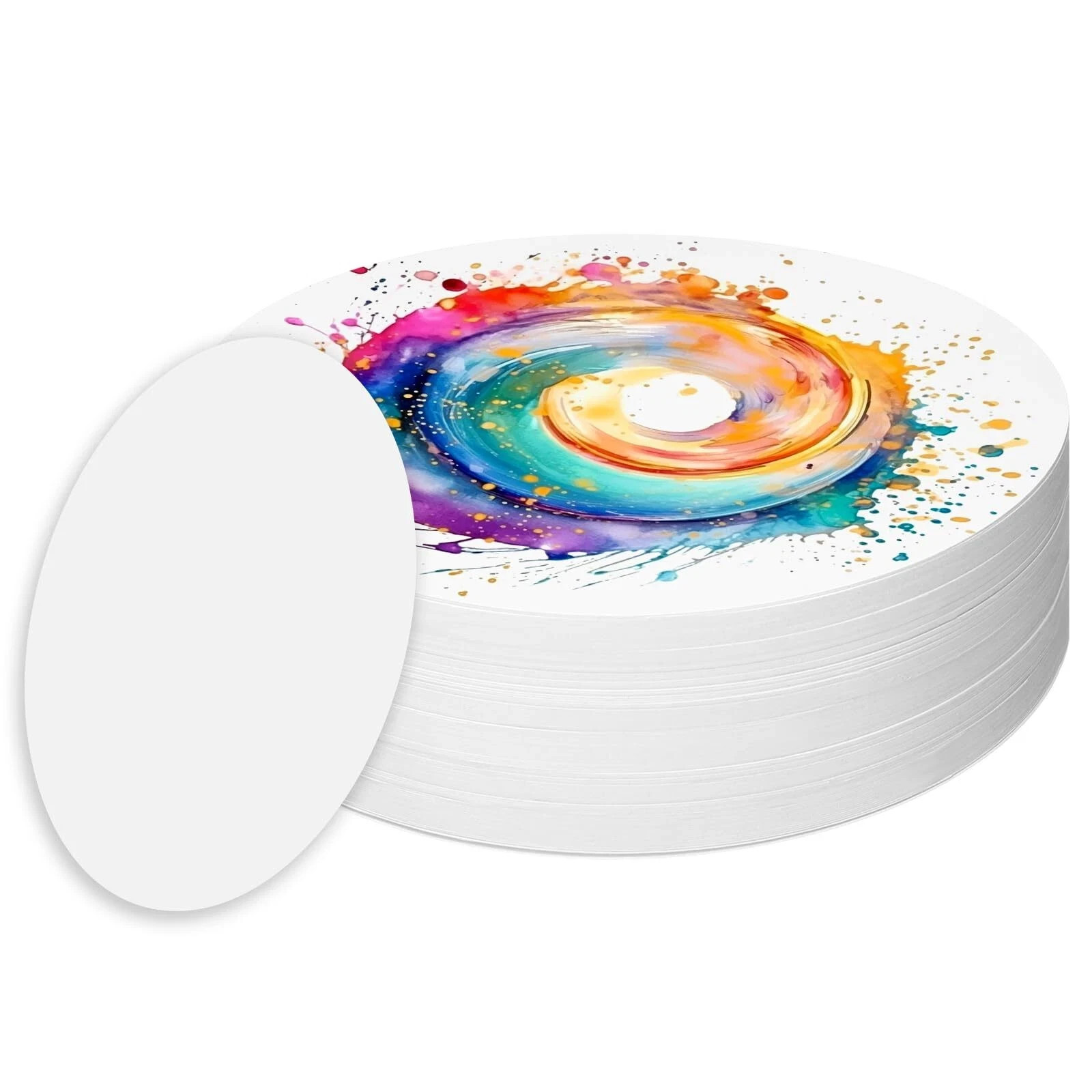 120 Pcs White Cardstock Round Spin and Spiral Art Station Refill Paper 6.1 In…