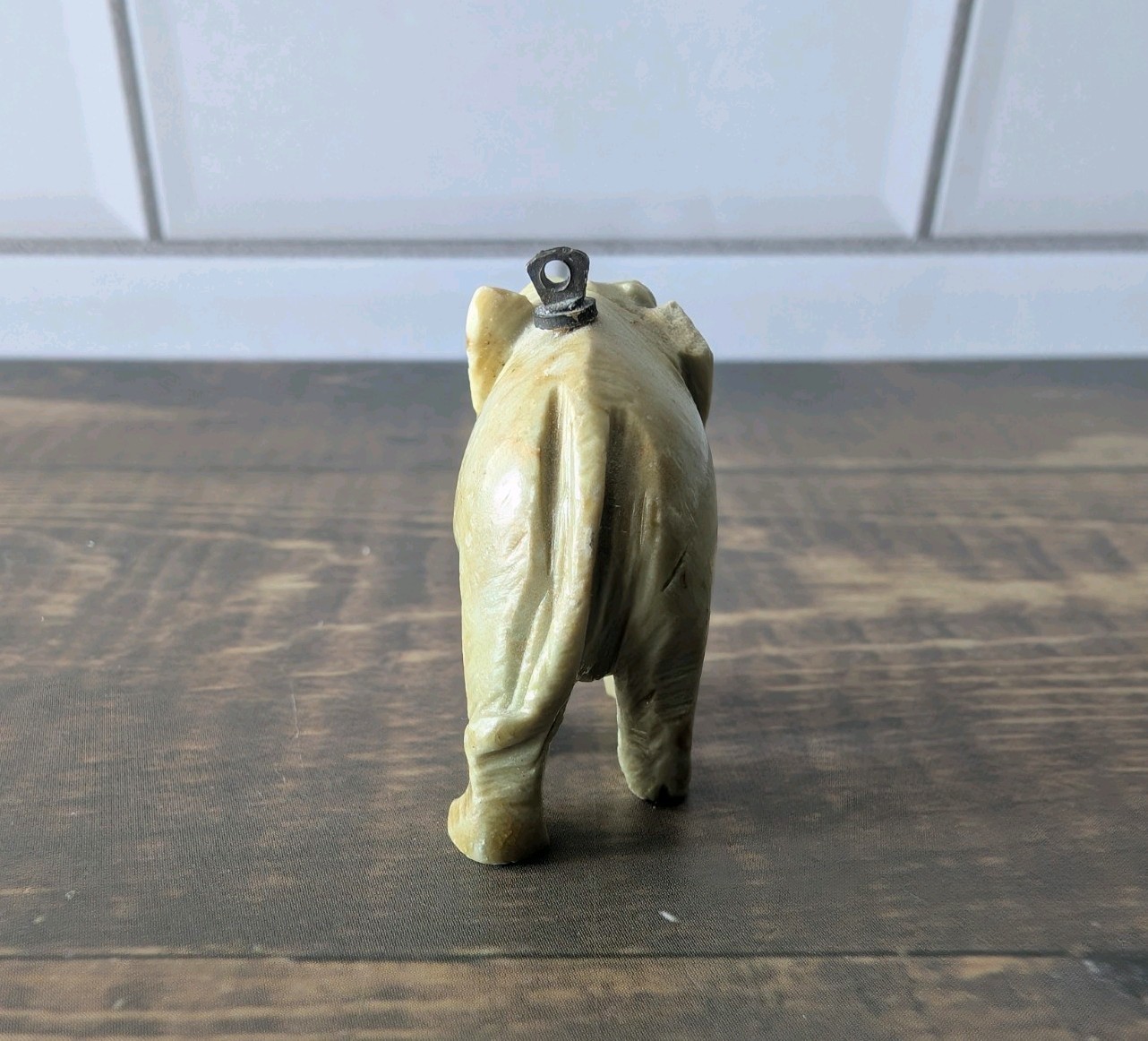 Vingtage hand Carved Elephant Charm Pendant w/ Hanging Loop 1″
