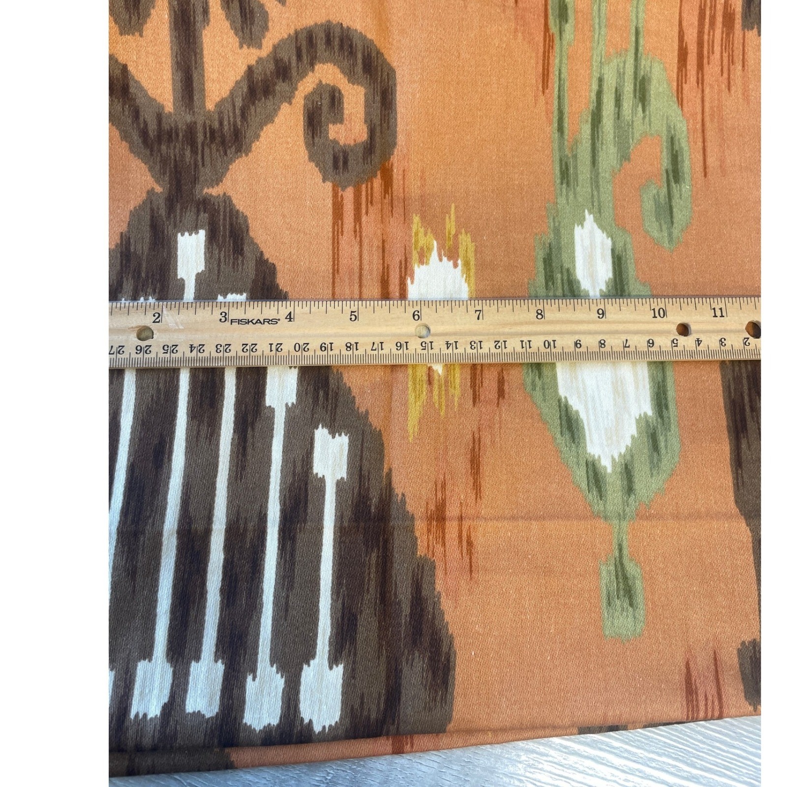 Fabric Remnant Unisex 30×40 Orange Brown Ikat Print Bohemian Textile