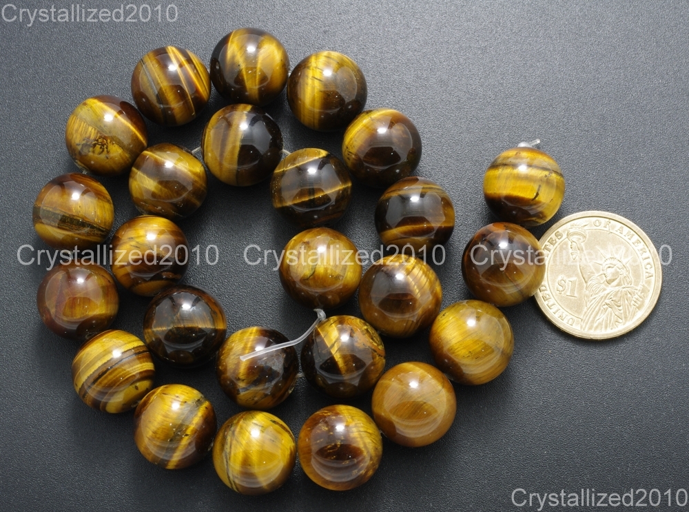 Natural Gemstone Tiger’s Eye Round Beads 2mm 4mm 6mm 8mm 10mm 12mm 16mm 15.5″