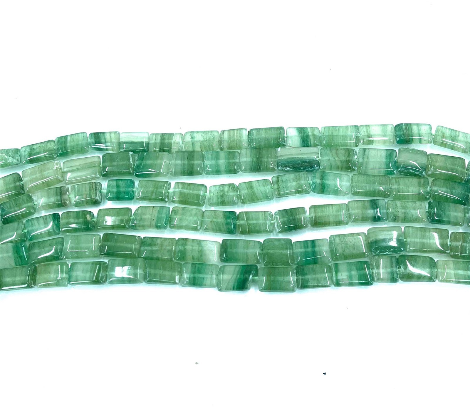 10x7mm Natural Green Flourite Rectangle Gemstone Beads Full Strand 15″
