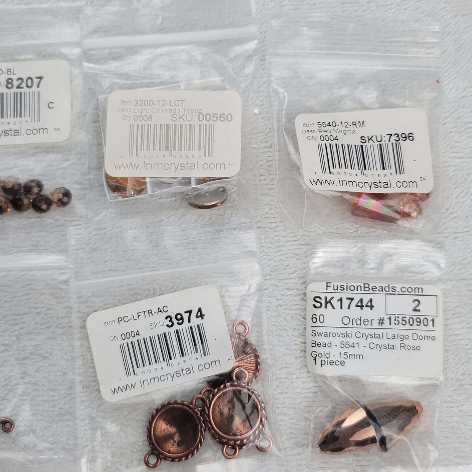 Swarovski Crystal Bead Lot Copper Rose Gold Tone Findings Chain Mixed Qty