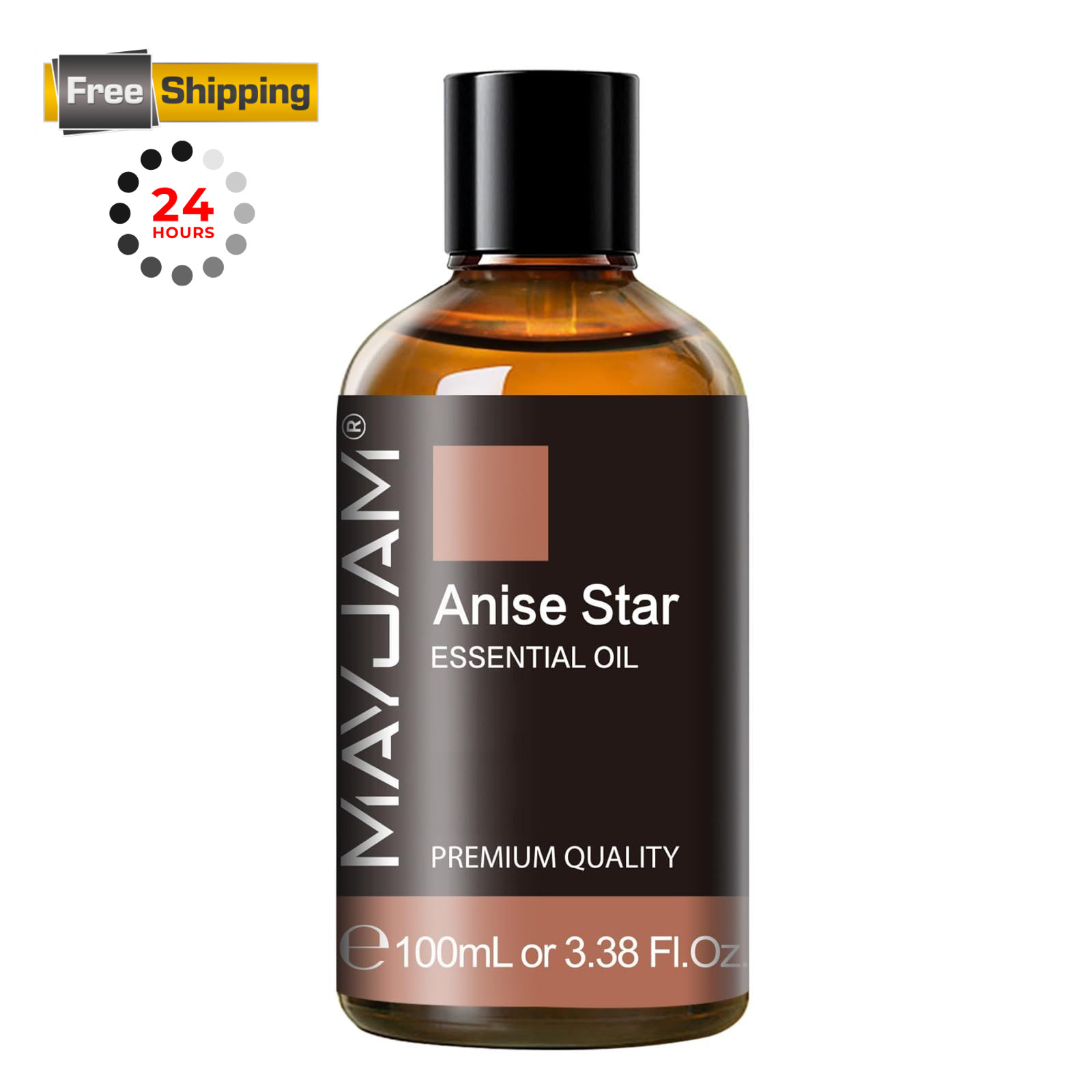 Anise Star Essential Oil, MAYJAM 3.38 Fl Oz (Pack of 1), Clear/Pale Yellow