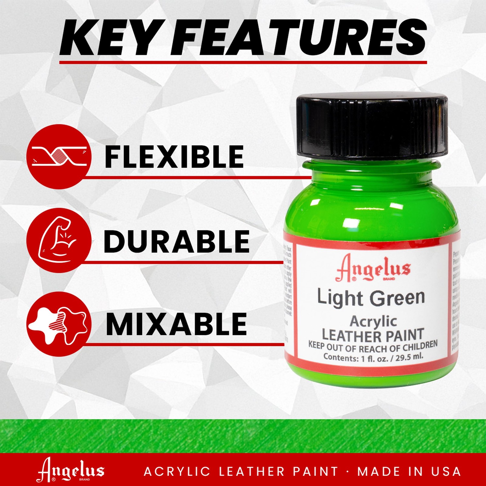 Angelus Acrylic Leather Paint, Light Green, 1 Fl Oz (Pack of 1), Green
