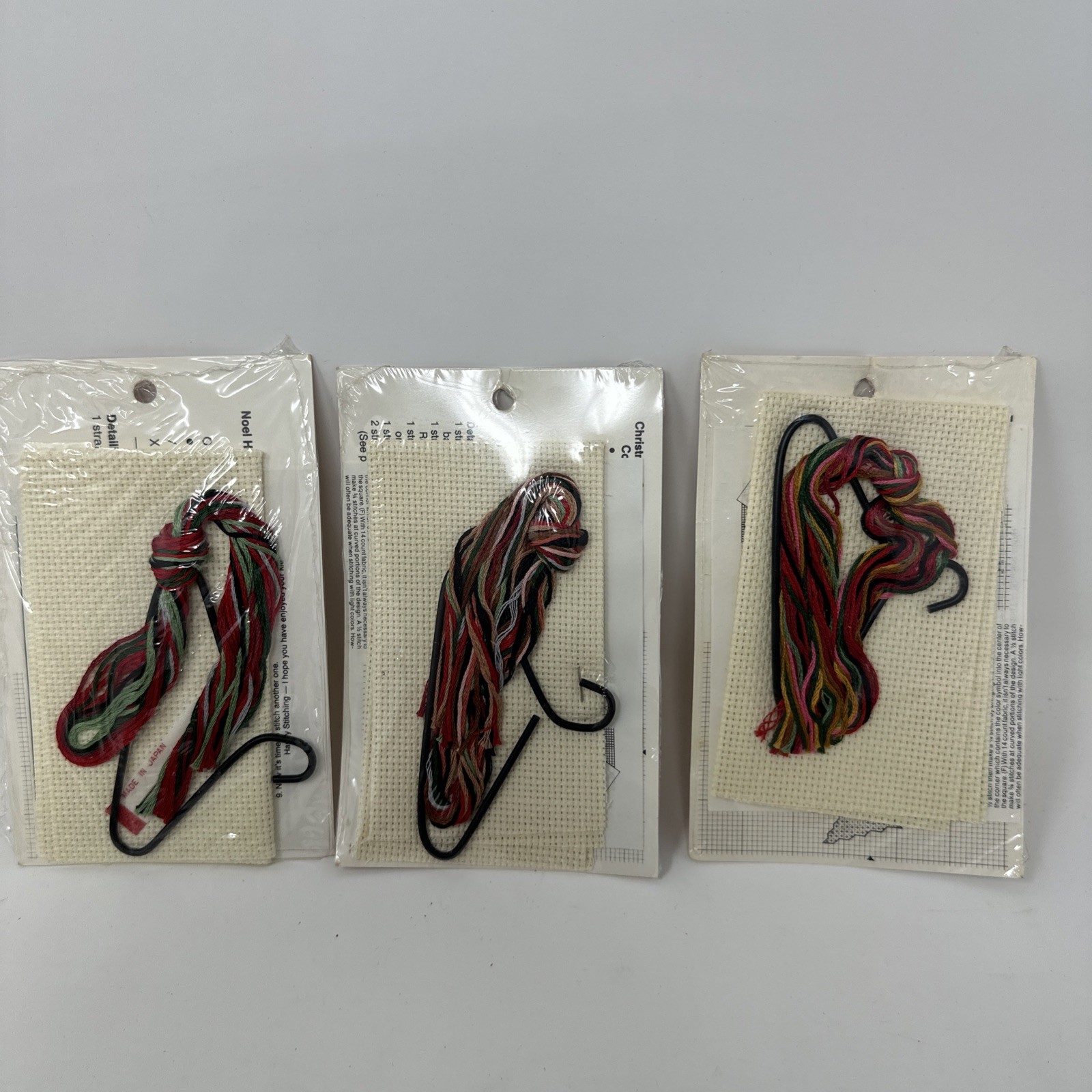 Country Wireworks Lot of 3 Christmas Wire Hanger Cross Stitch Kits New Old Stock