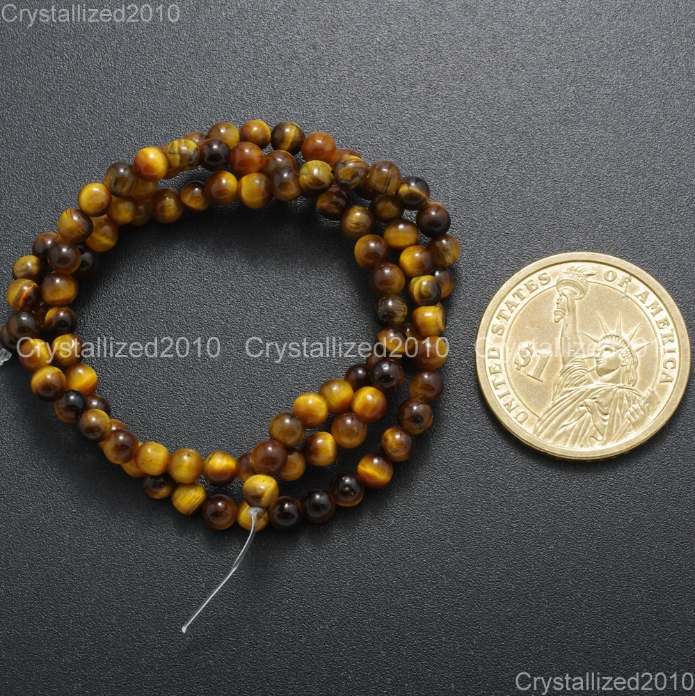 Natural Gemstone Tiger’s Eye Round Beads 2mm 4mm 6mm 8mm 10mm 12mm 16mm 15.5″