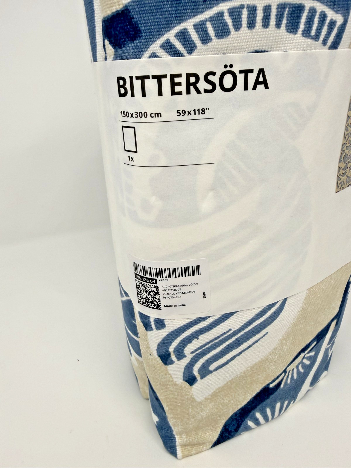 IKEA BITTERSOTA Pre-Cut Fabric Beige/Blue Bird Pattern 59×118″ 306.126.64 – NEW