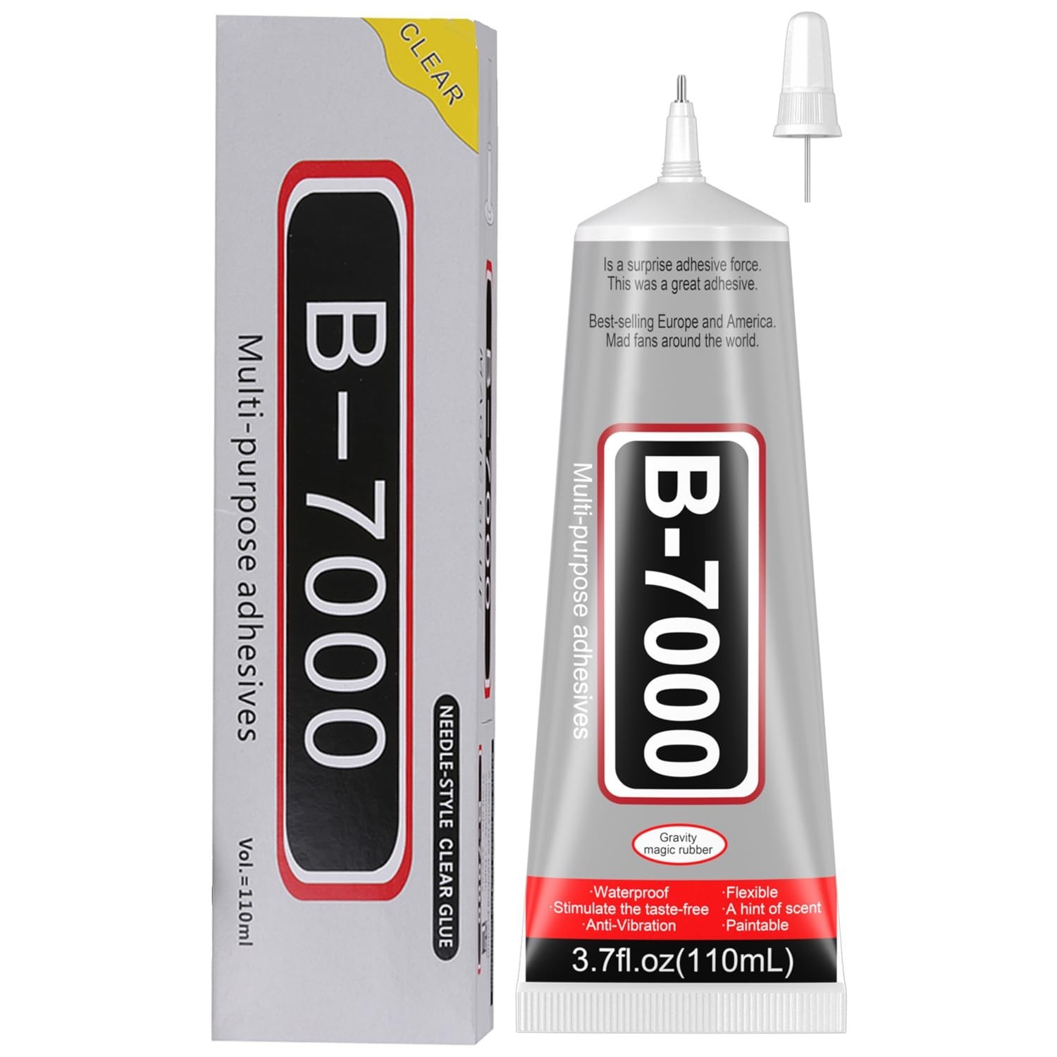 3.7oz B7000 Rhinestone Clear Glue for Jewelry Making, 110 ml Multipurpose Adh…