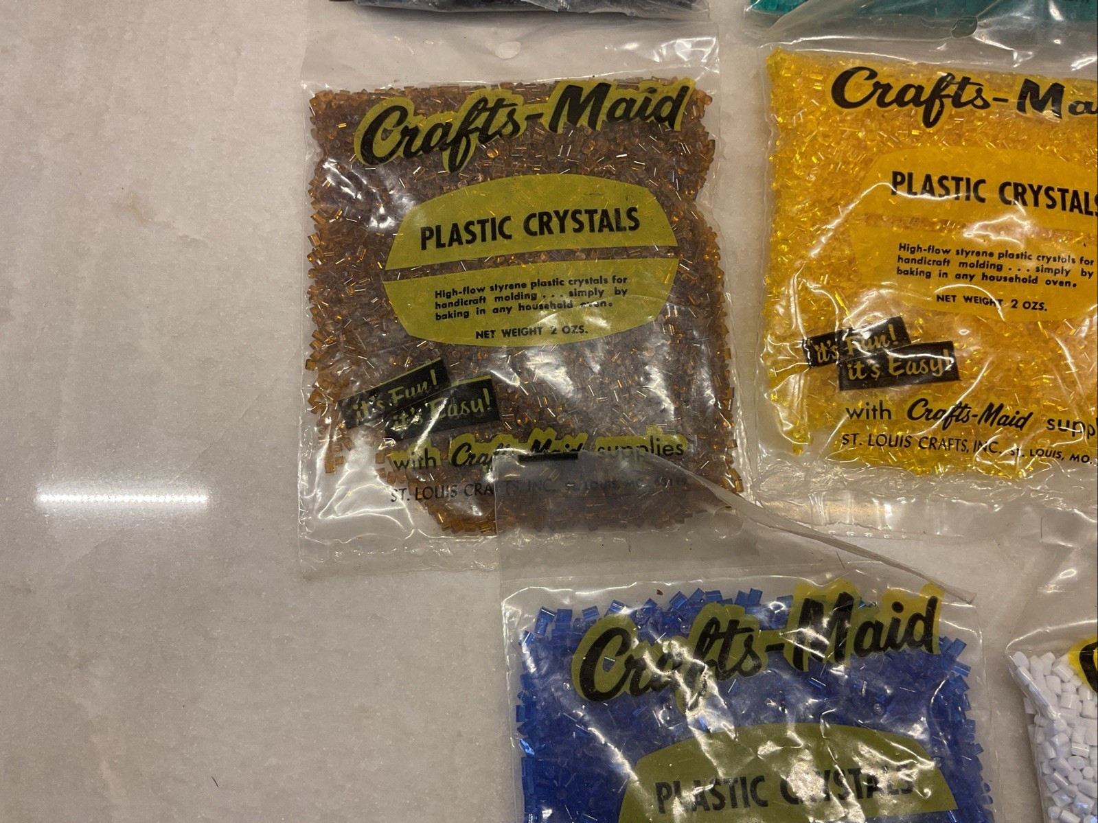 Vintage Crafts Maid Plastic Crystals New Old Stock 8 2 Ounce Packages