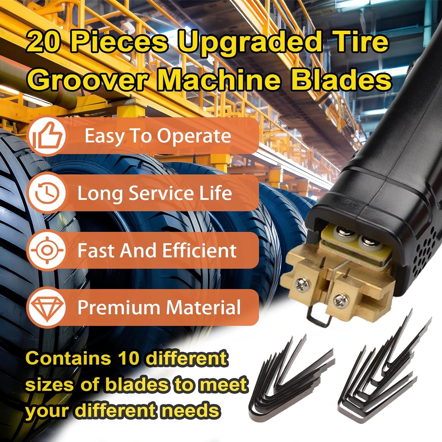 Upgraded Tire Groover Blades Set,Professional Tyre Regroover Blades,20-Piece