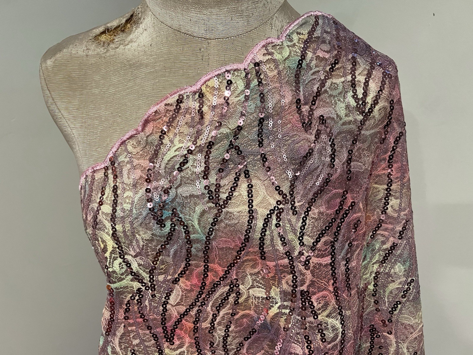 Multicolor Sequins Embroidered Lace Fabric 50” Width Sold By The Yard