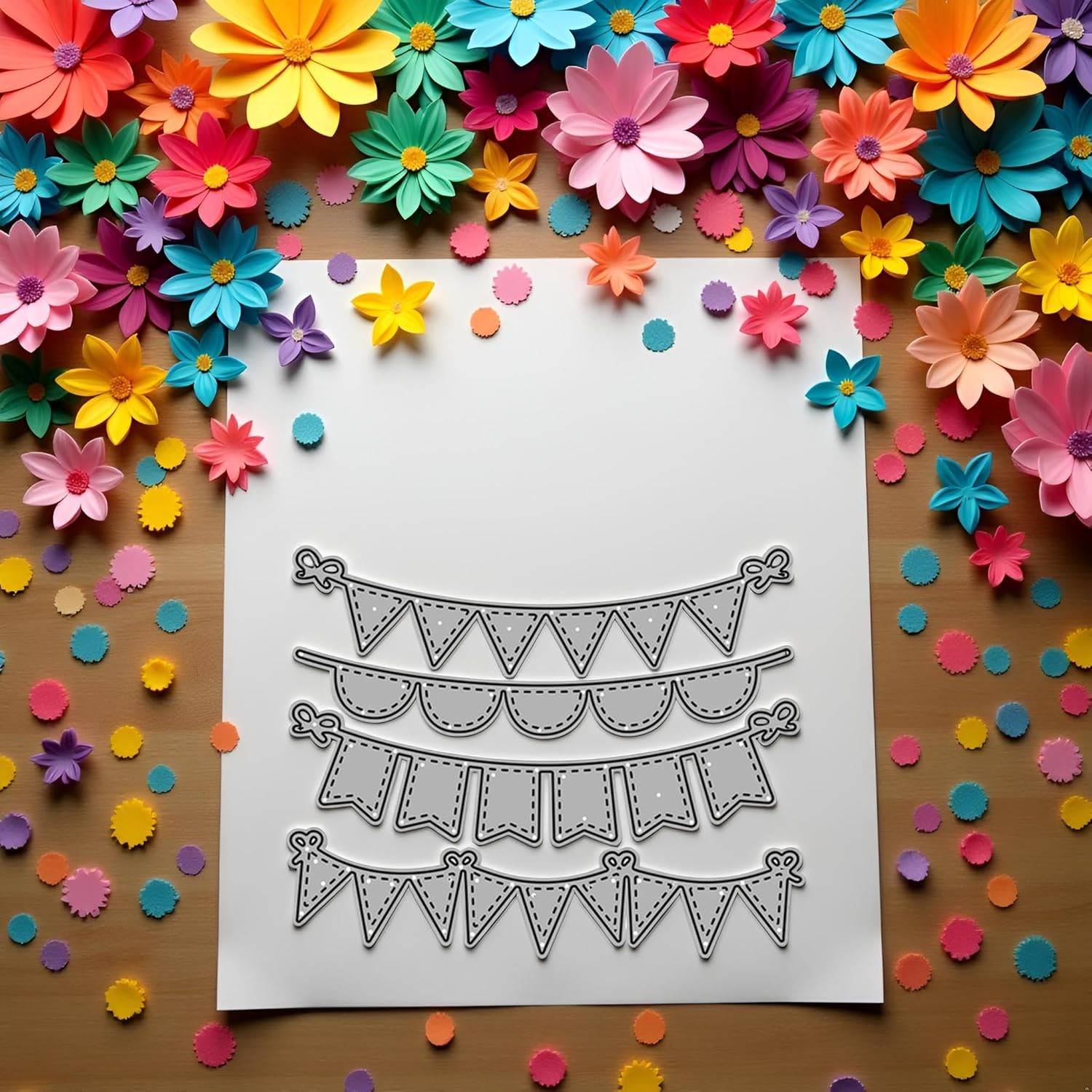 4Pcs Triangle Circle Banners Cutting Dies, Card Making Accessories, DIY Scrapboo