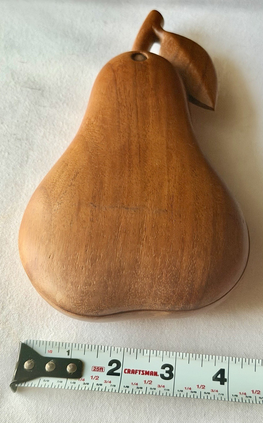 Two Piece Handcrafted Wooden Interlocking Pear Shaped Box 7.75” X 5” WELL MADE