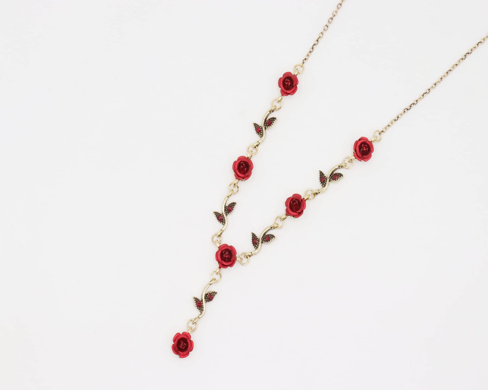 Red rose necklace for women Retro Fashion Aesthetic Preppy Rose Gold Flower Jewe