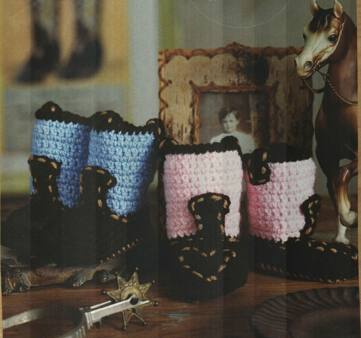 COWBOY BOOT-IES BABY 0-3 MONTHS CROCHET PATTERN INSTRUCTIONS