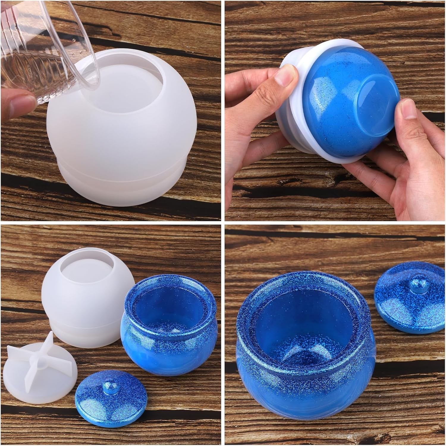 Jar Resin Molds Silicone, Large Jars Silicone Molds with Lid for Epoxy Resin Cas