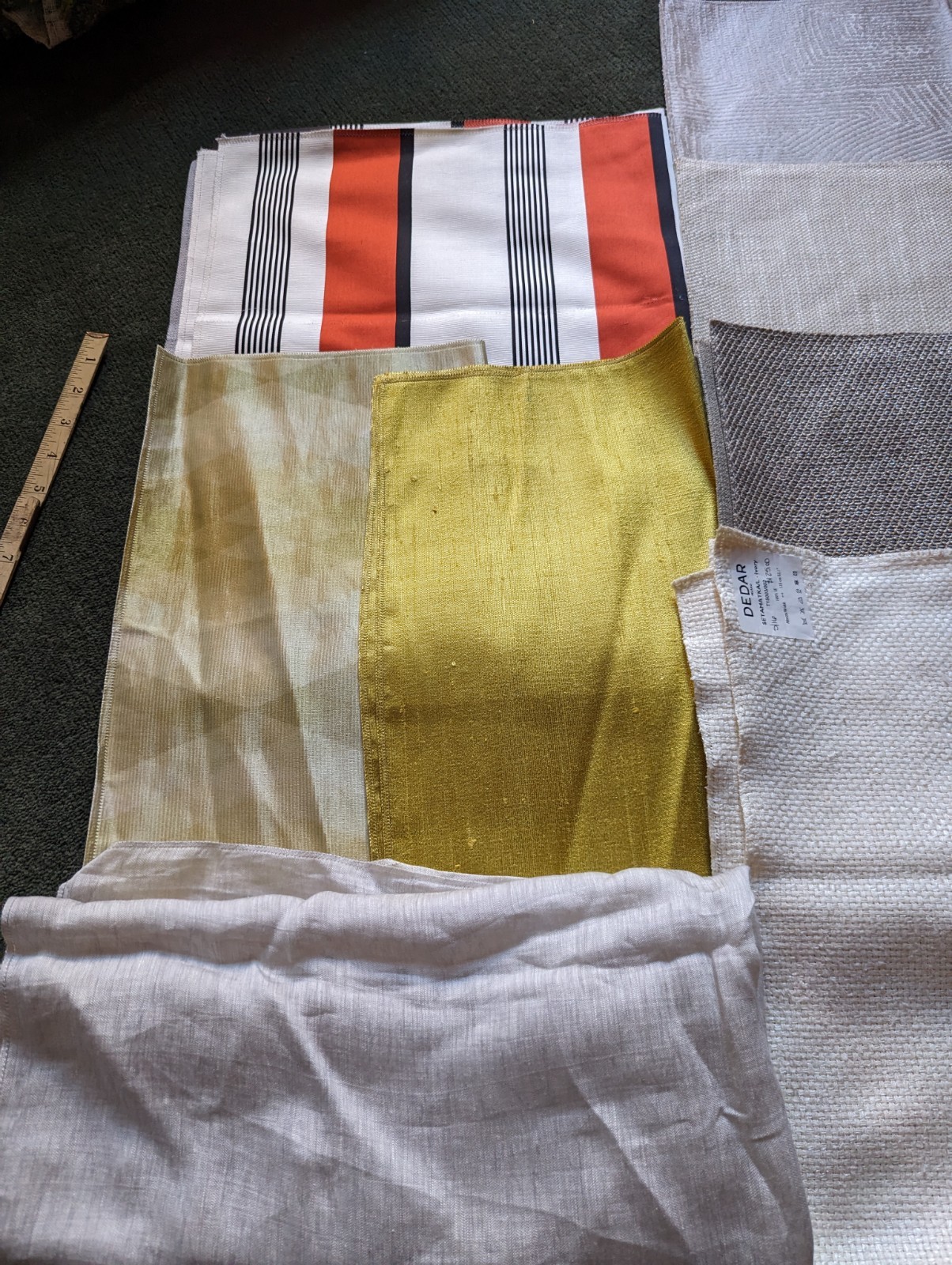 Dedar Fabric Sample Lot Of 8 Red Striped Neutral Varies Abstract DiY Upcycle