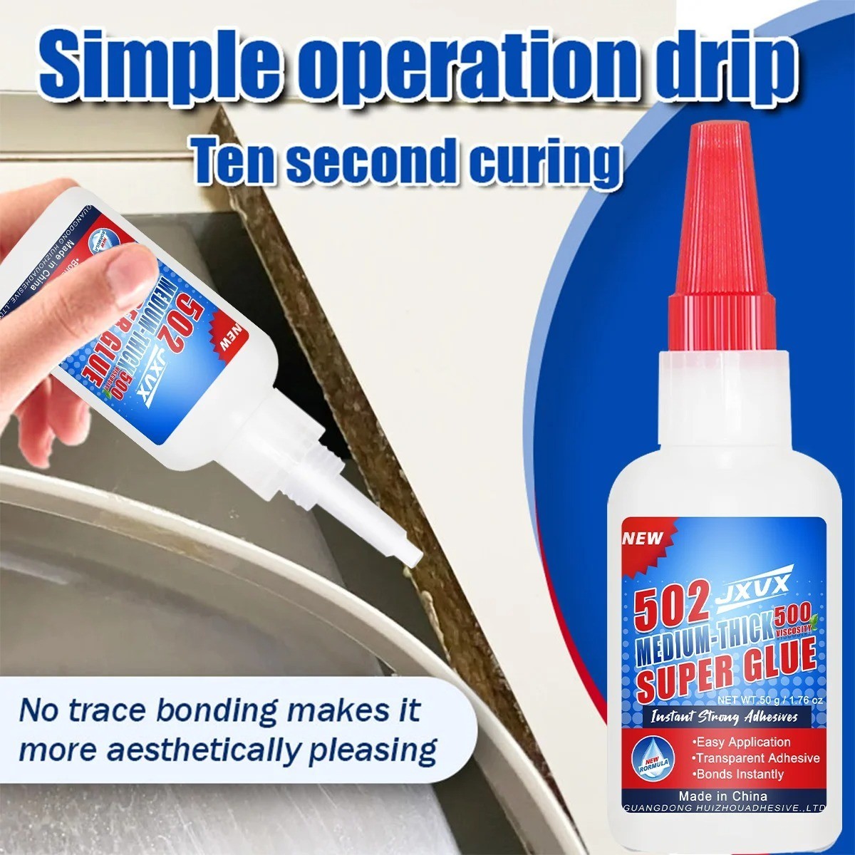 502 50g Super Glue Extra Strong Fast Instant Adhesive Metal Plastic Wood Glass