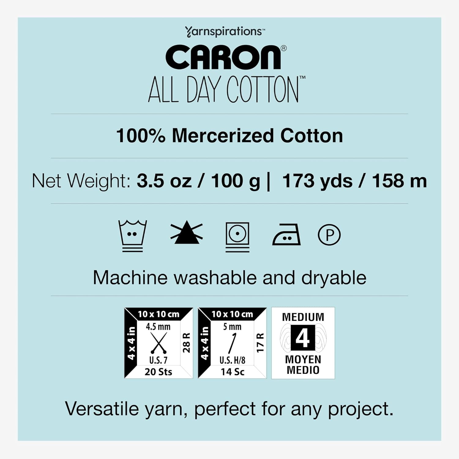 All Day Cotton – 3 Pack of 173 Yards/3.52 Oz Cream 100% Mercerized Cotton Yarn