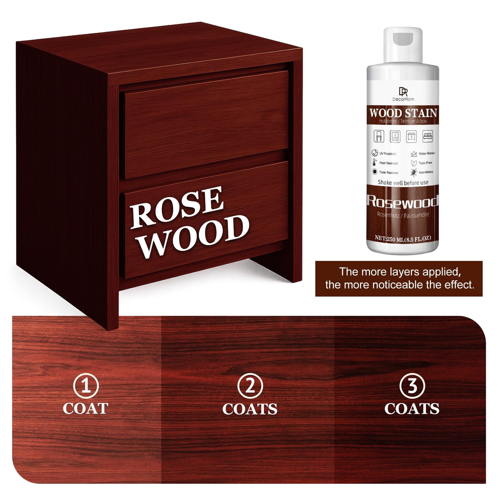 Rosewood Wood Stain, 8.5oz Water Based Matte 8.5 fl.oz,