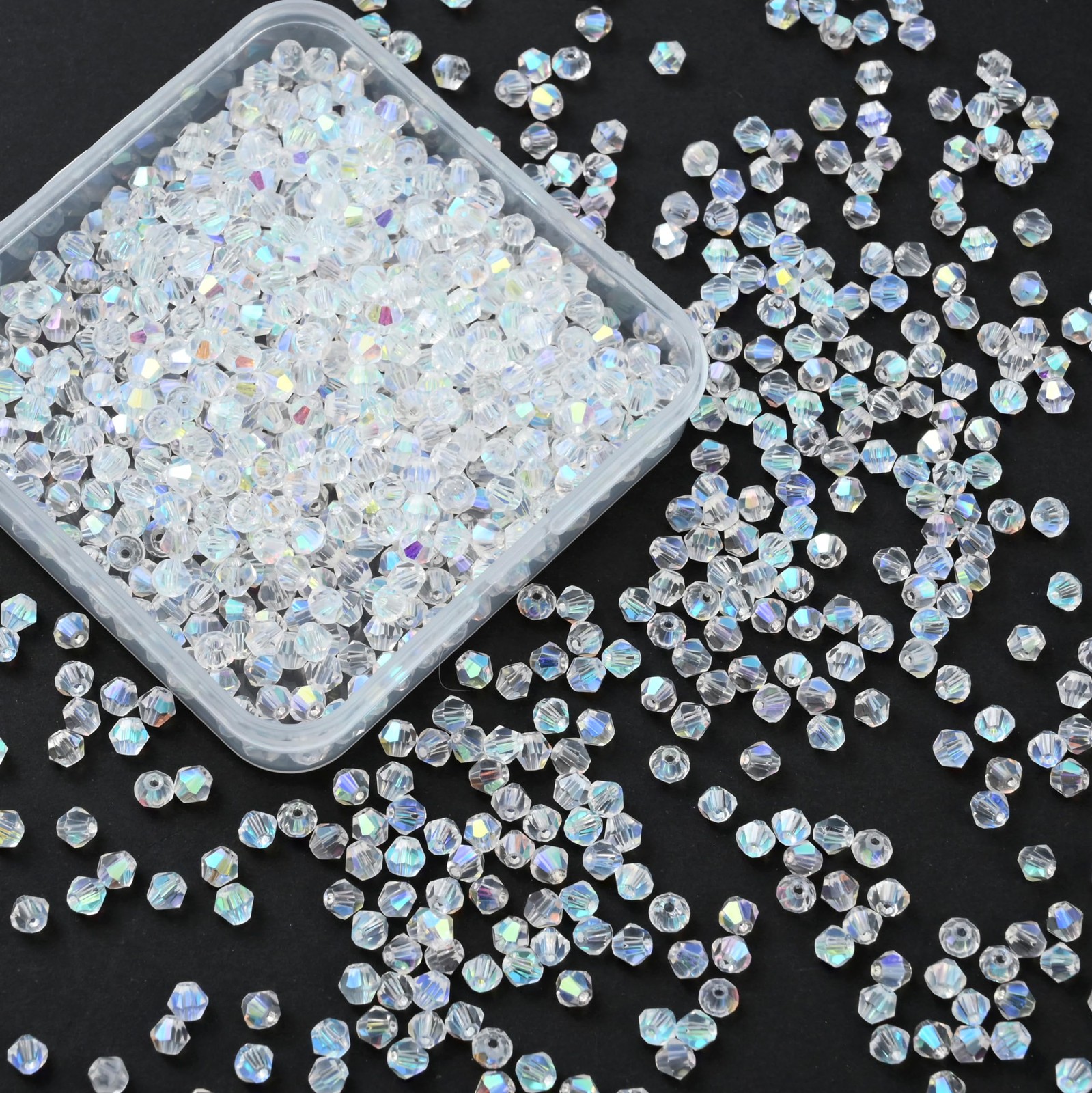 1000pcs 4 mm Bicone Crystal Beads Faceted Crystal Glass Beads Bulk for Jewelr