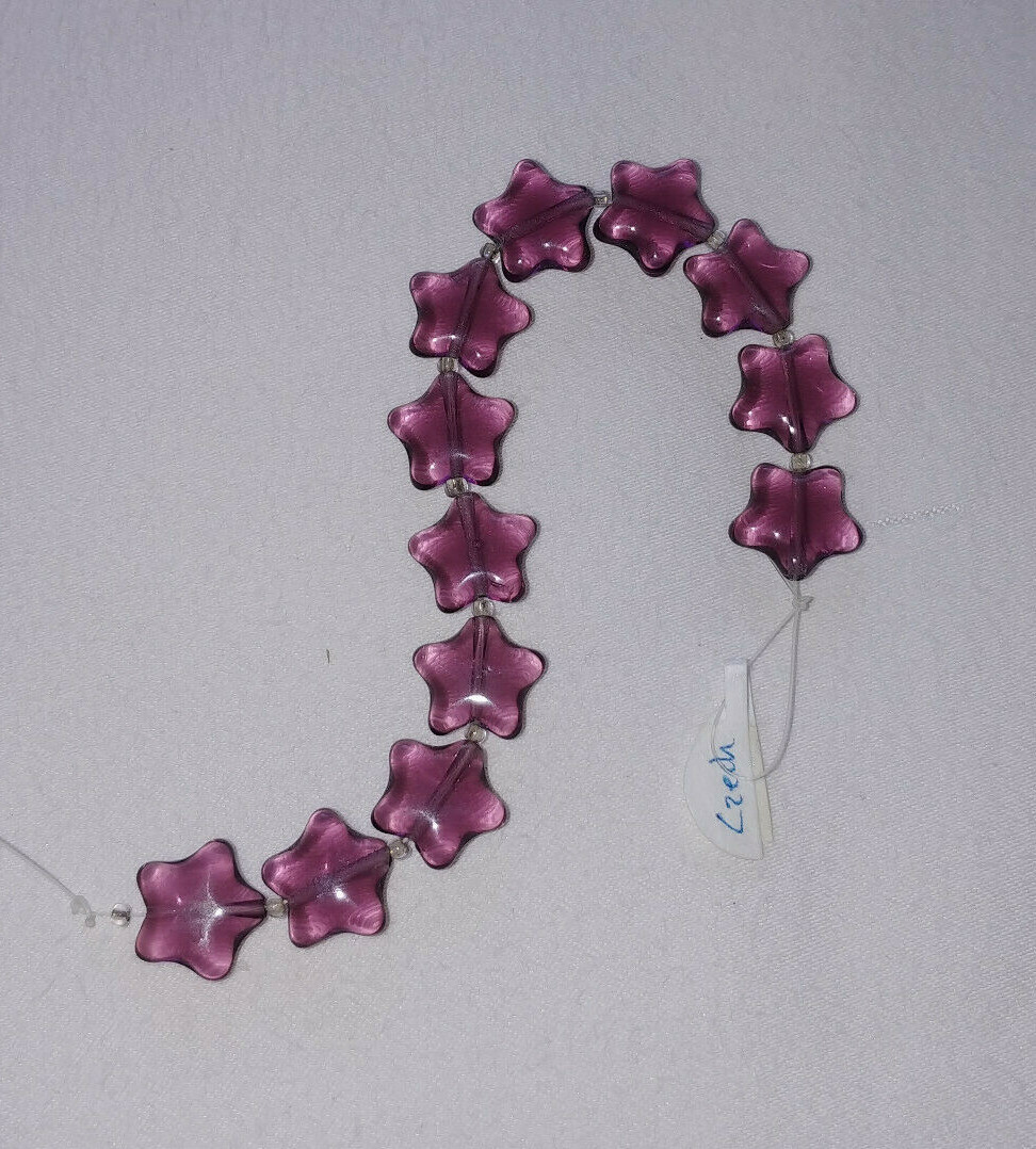 12 Translucent amethyst Czech Pressed Glass Star Beads 12mm