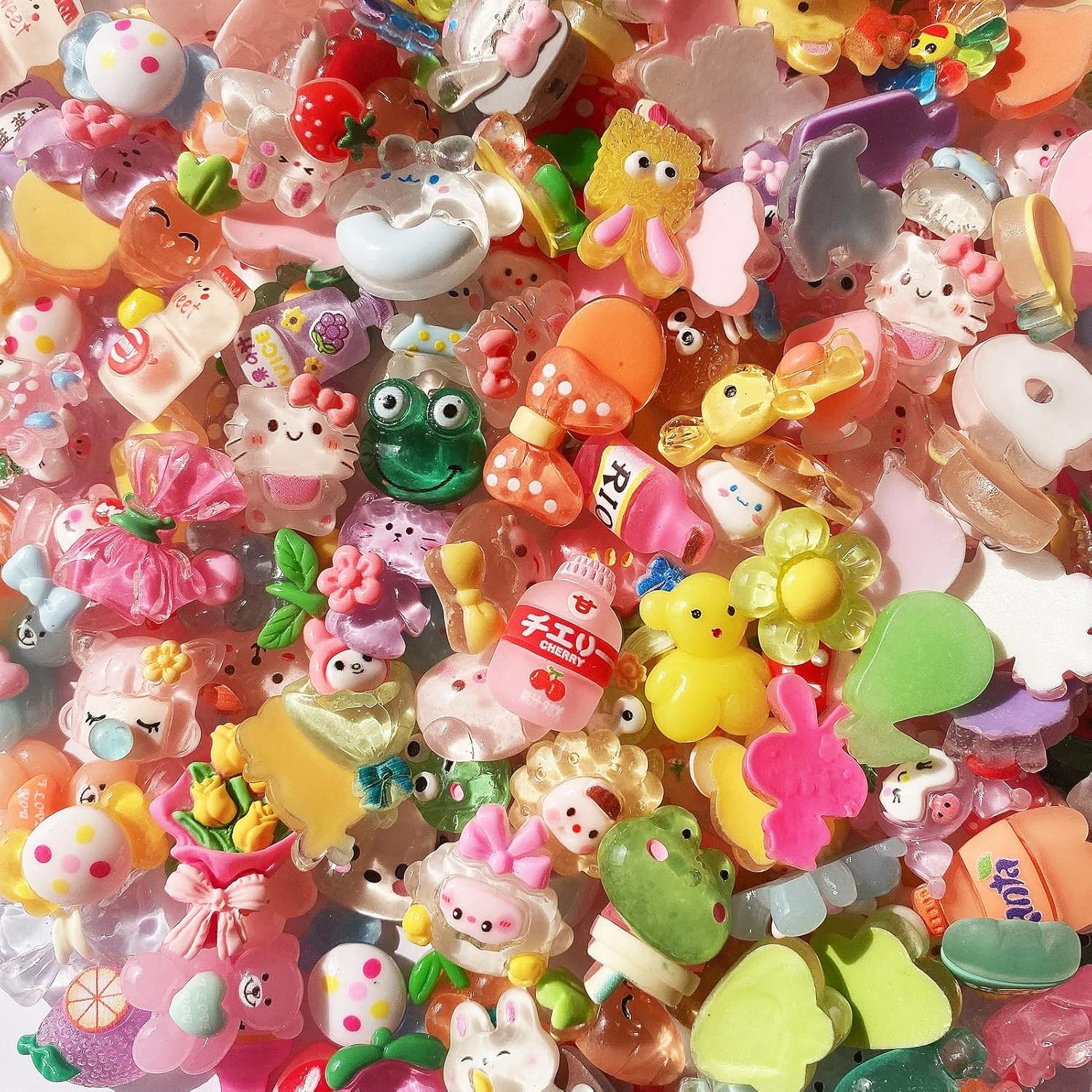 60Pcs Cute Slime Resin Charms Bulk Mixed Set for DIY Jewelry Scrapbooking Crafts
