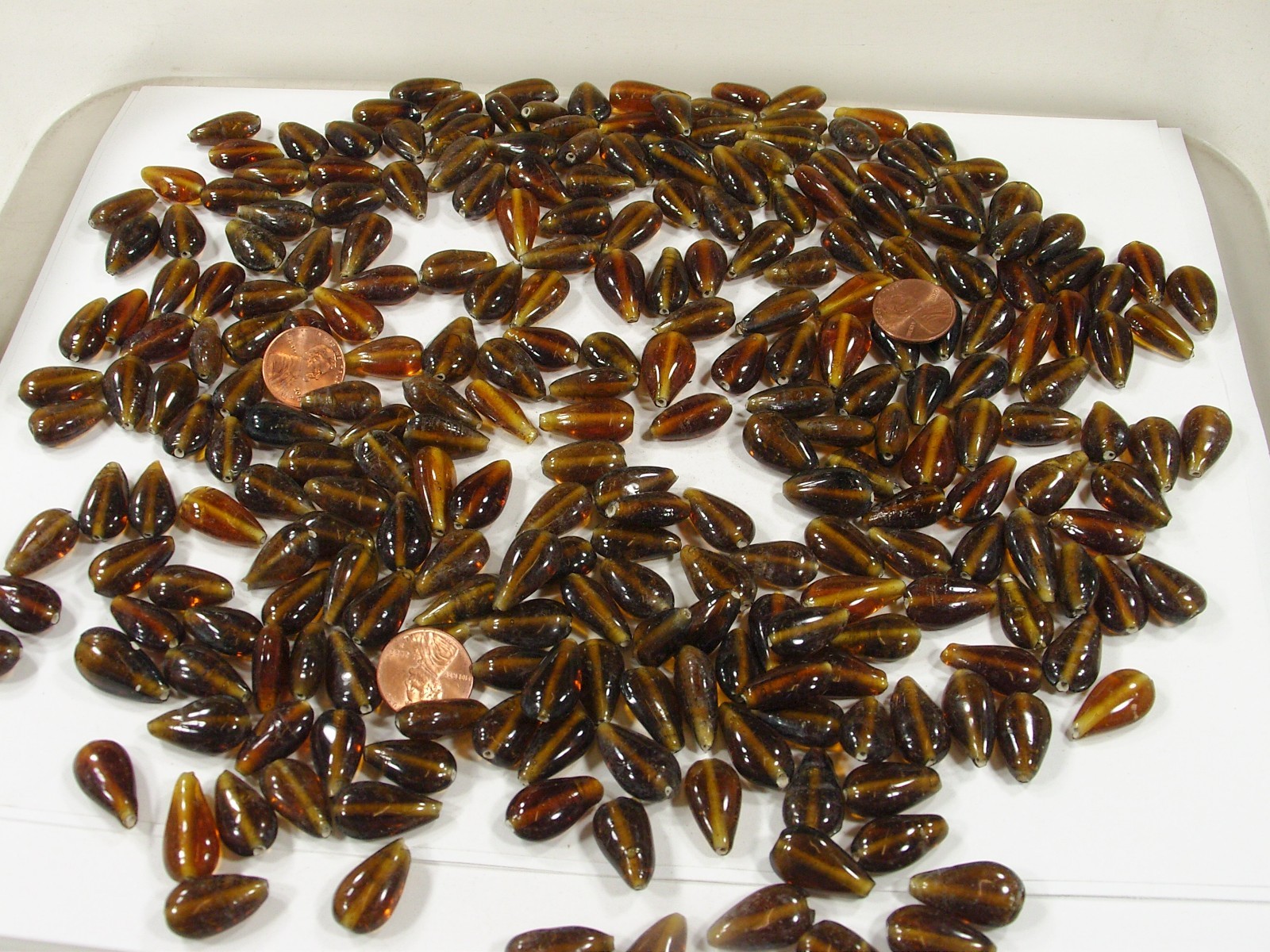 2 Pounds (7mm x 11mm x 19mm) Brown Handmade Glass Beads Wholesale (JMG-3) ⭐