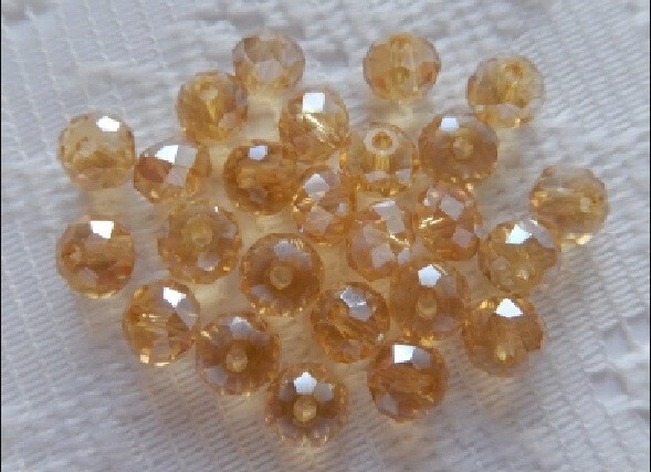 30 pcs 8x6mm Light Topaz AB Rondelle Czech Crystal beads! Free Ship from KY!