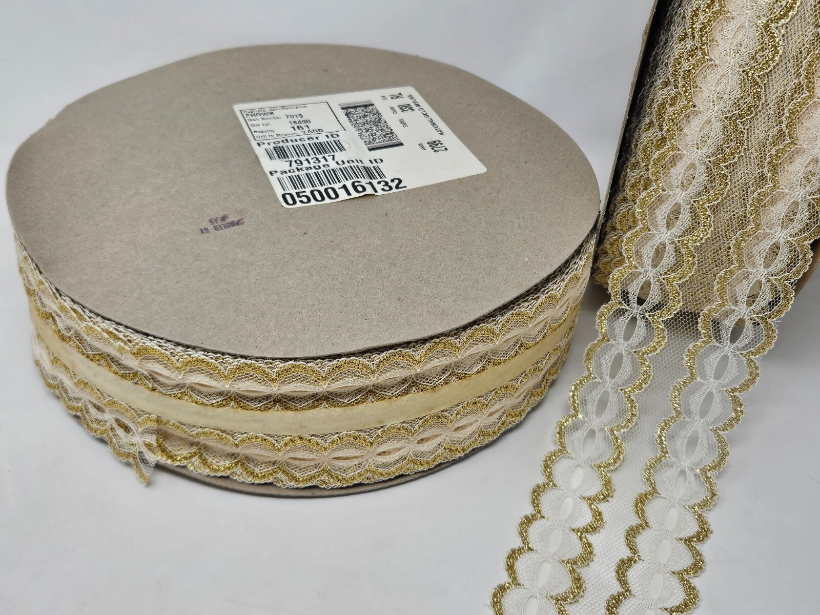 Bulk Spool 161 YDS Gold Natural Mylar Lace Trim 3″ Wide VTG Sewing Craft Ribbon